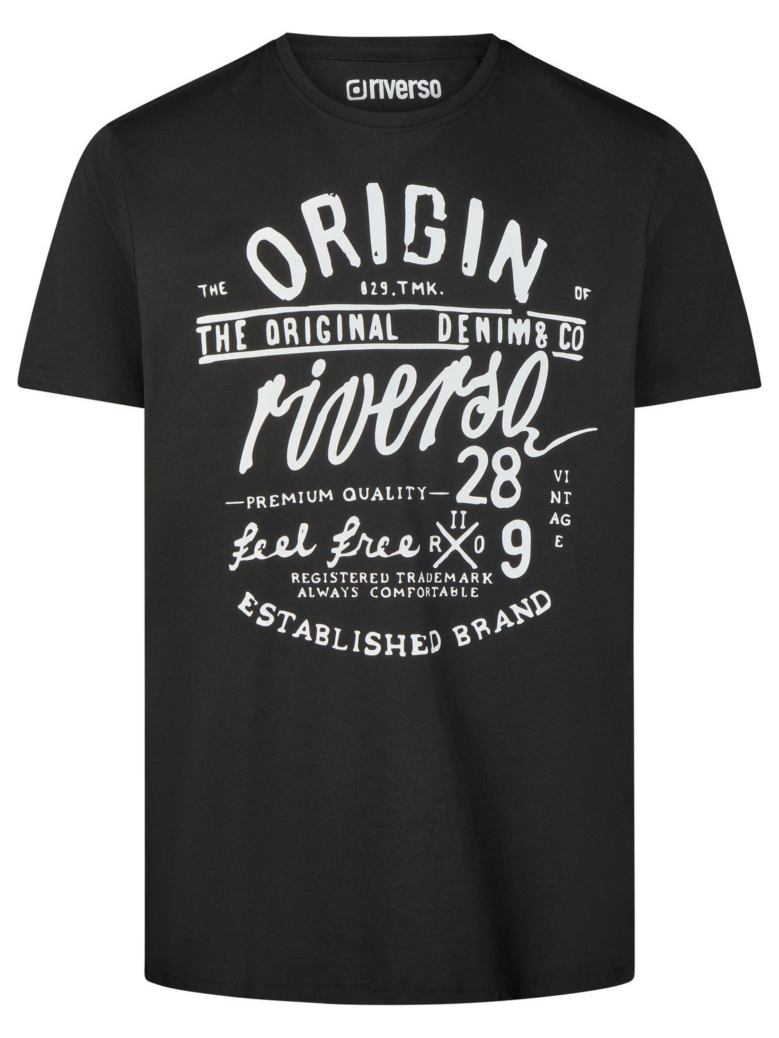 riverso T-Shirt Herren Printshirt RIVLeon Regular Fit (1-tlg) Kurzarm Tee Shirt mit Rundhalsausschnitt aus 100% Baumwolle