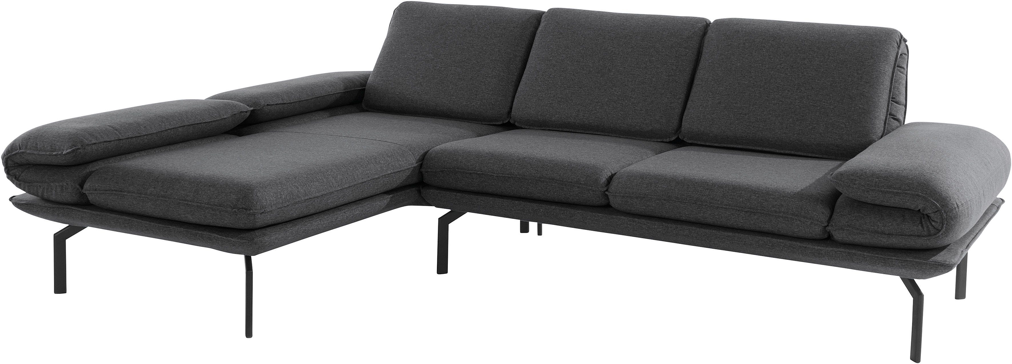 DOMO collection Ecksofa mit und York, New Arm- Winkelfuß Metall Rückenfunktion, mit wahlweise aus