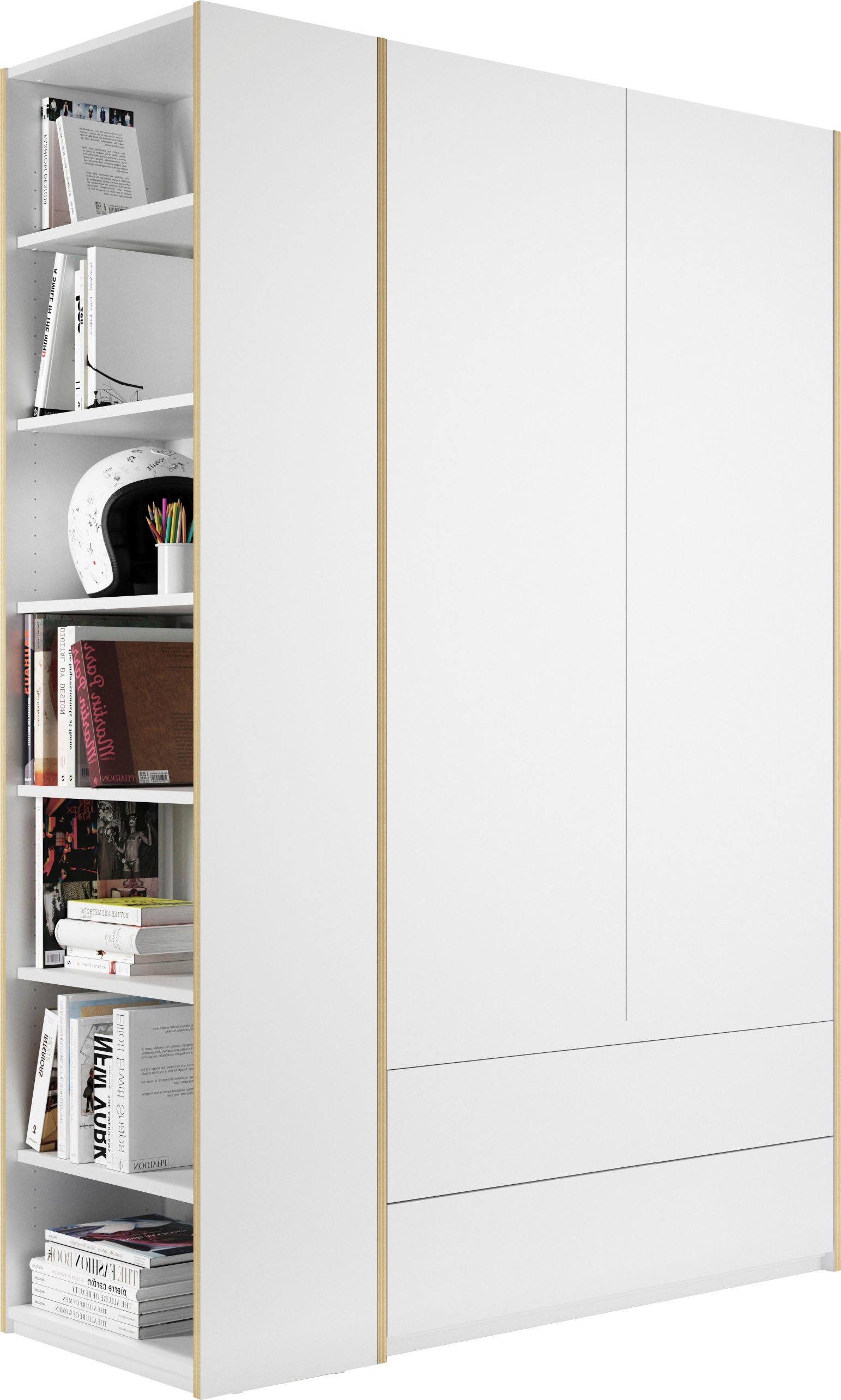 Müller SMALL LIVING Kleiderschrank Modular Plus Variante 1 2 geräumige  Schubladen, Anbauregal links oder rechts montierbar