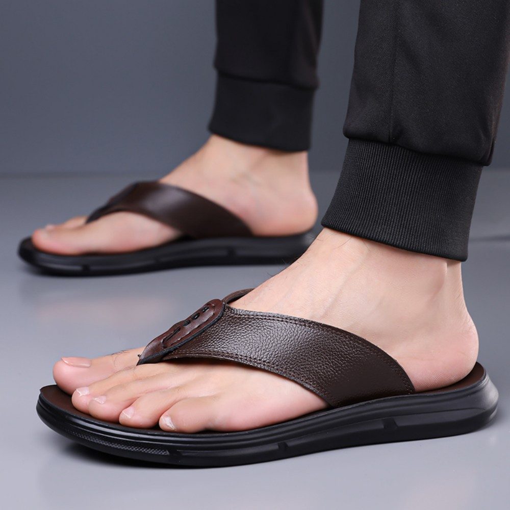 HUSK'SWARE Badepantolette (Herren Flip-Flops aus echtem Leder – Komfortabel günstig online kaufen