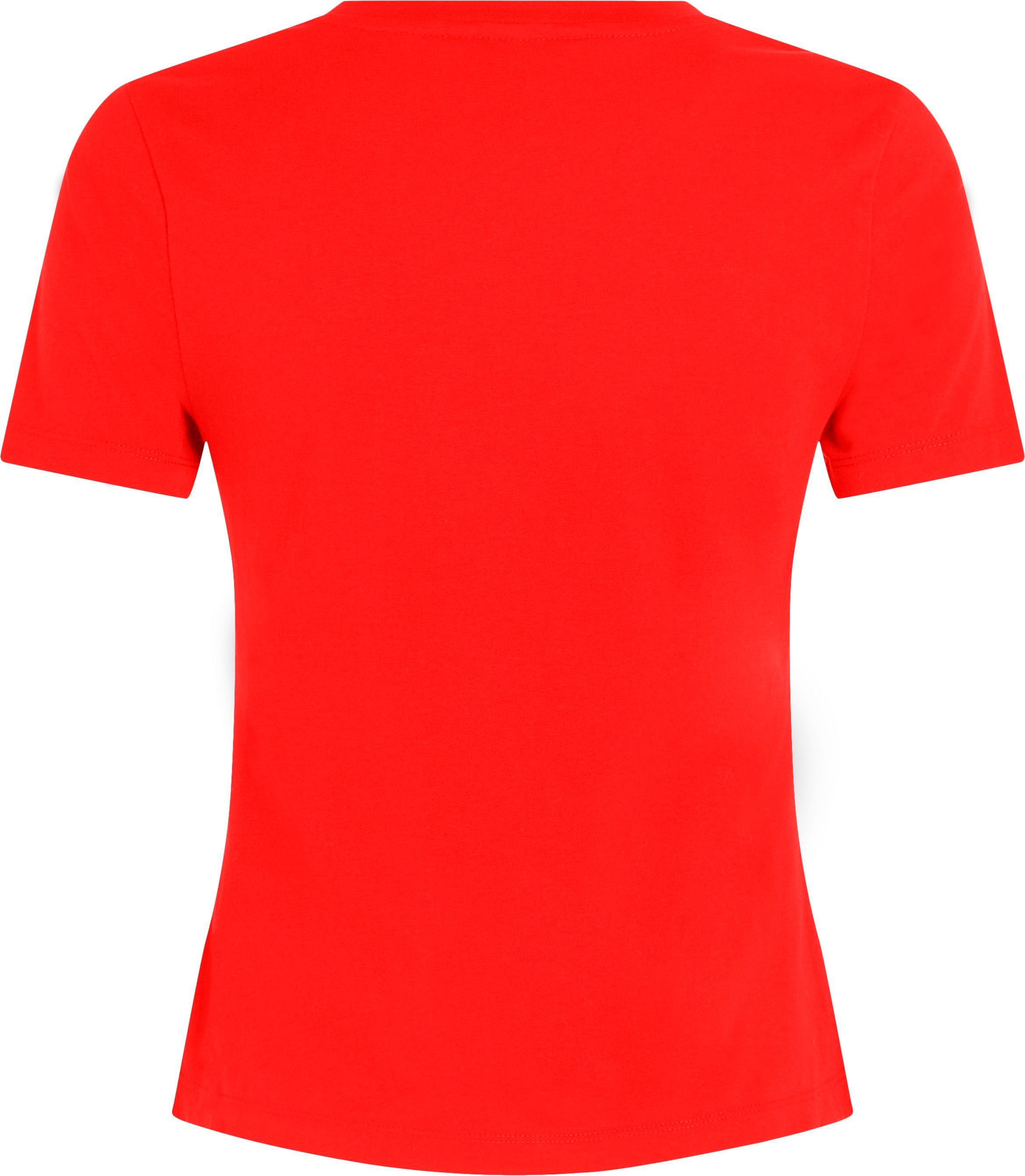 Rundhalsshirt Fierce_Red SLIM mit SS Hilfiger Hilfger SS Tommy Logo-Schriftzug H85 TEE großem C-NK