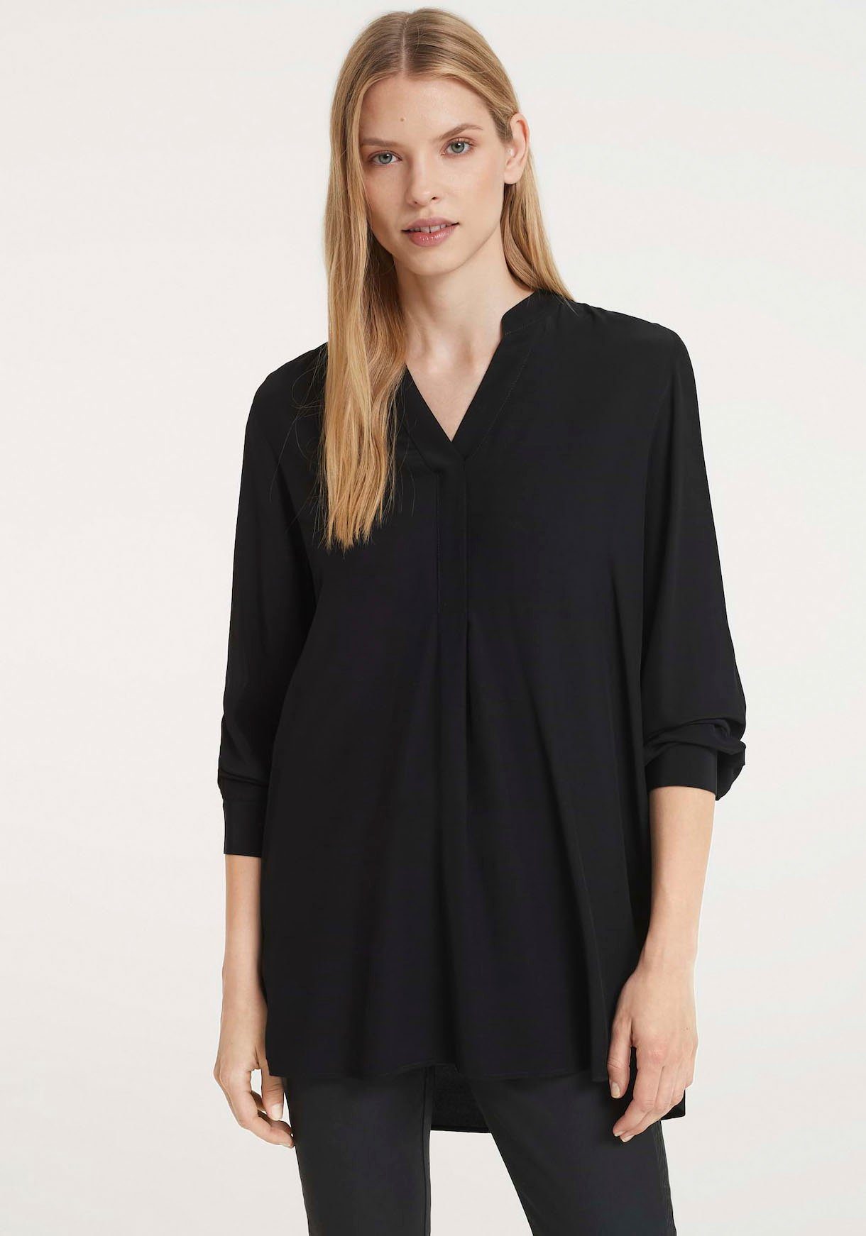 OPUS Longbluse Facura mit V-Ausschnitt schwarz