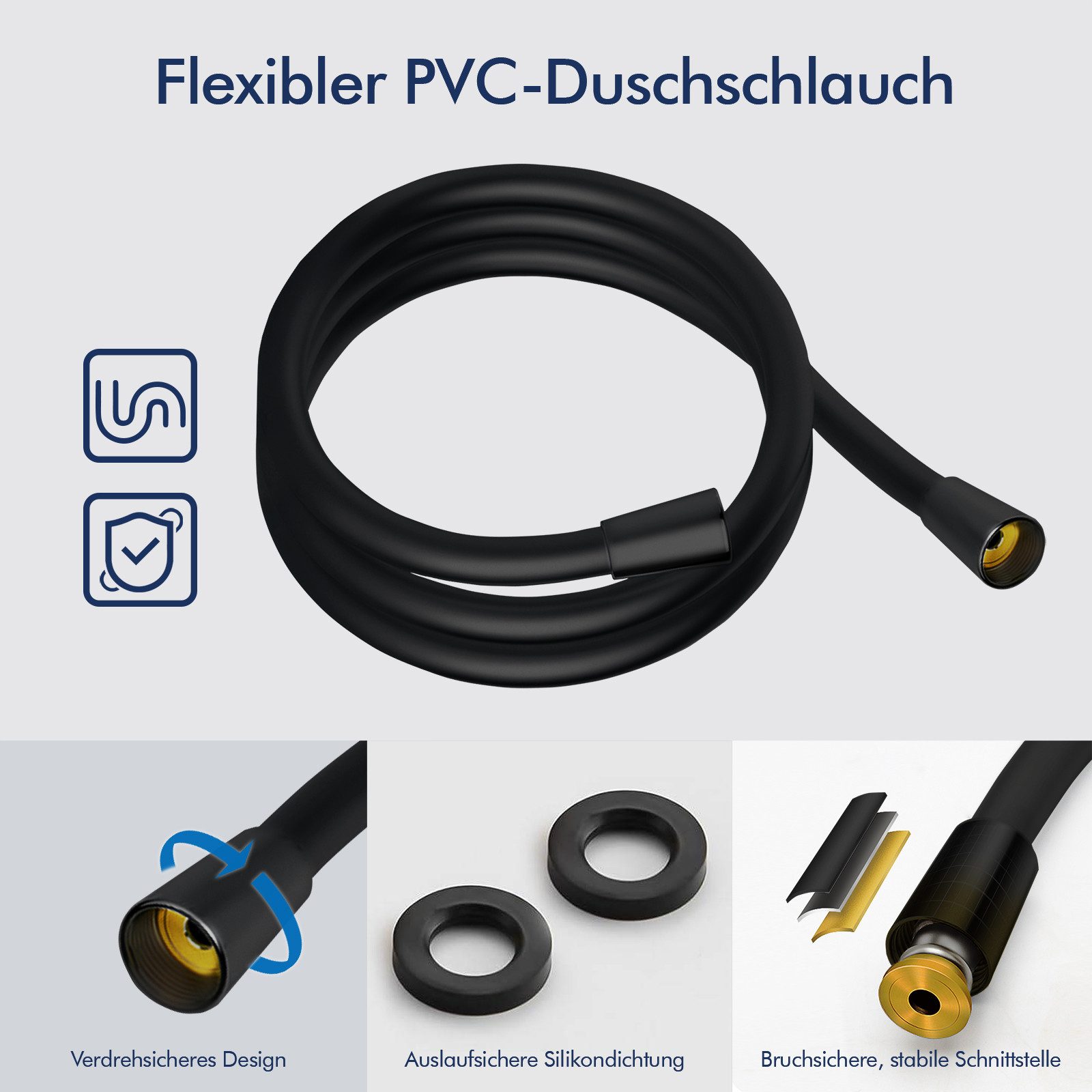 HOMELODY Brauseschlauch Duschschlauch Standard Anschluss 1/2 Zoll Gewinde K günstig online kaufen