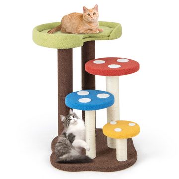 COSTWAY Kratzbaum, mehrschichtige Katzenmöbel, mit abnehmbarer Matte
