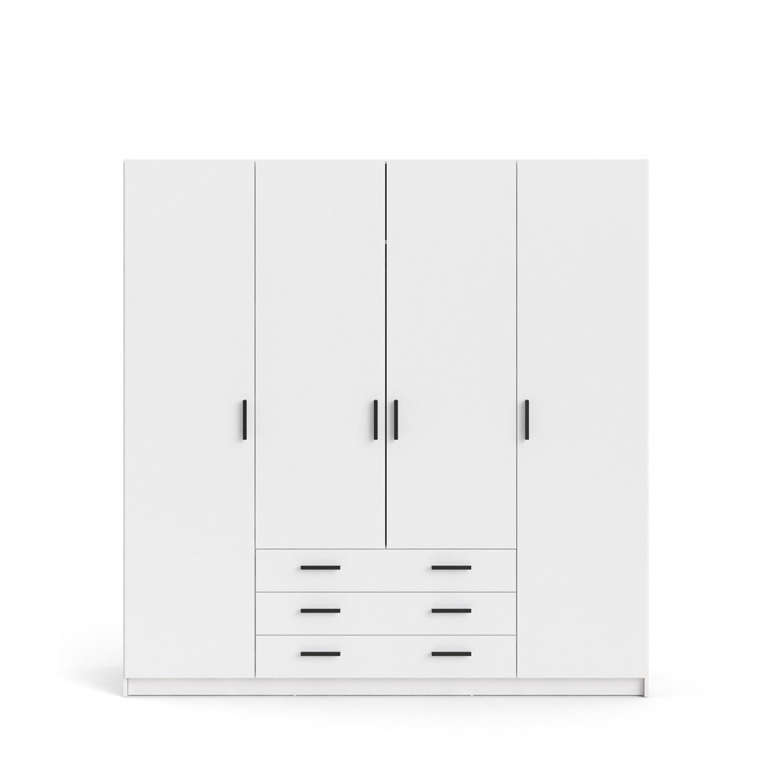 Tvilum Kleiderschrank Spell Kleiderschrank B183 cm 4 Türen und 3 Schubla