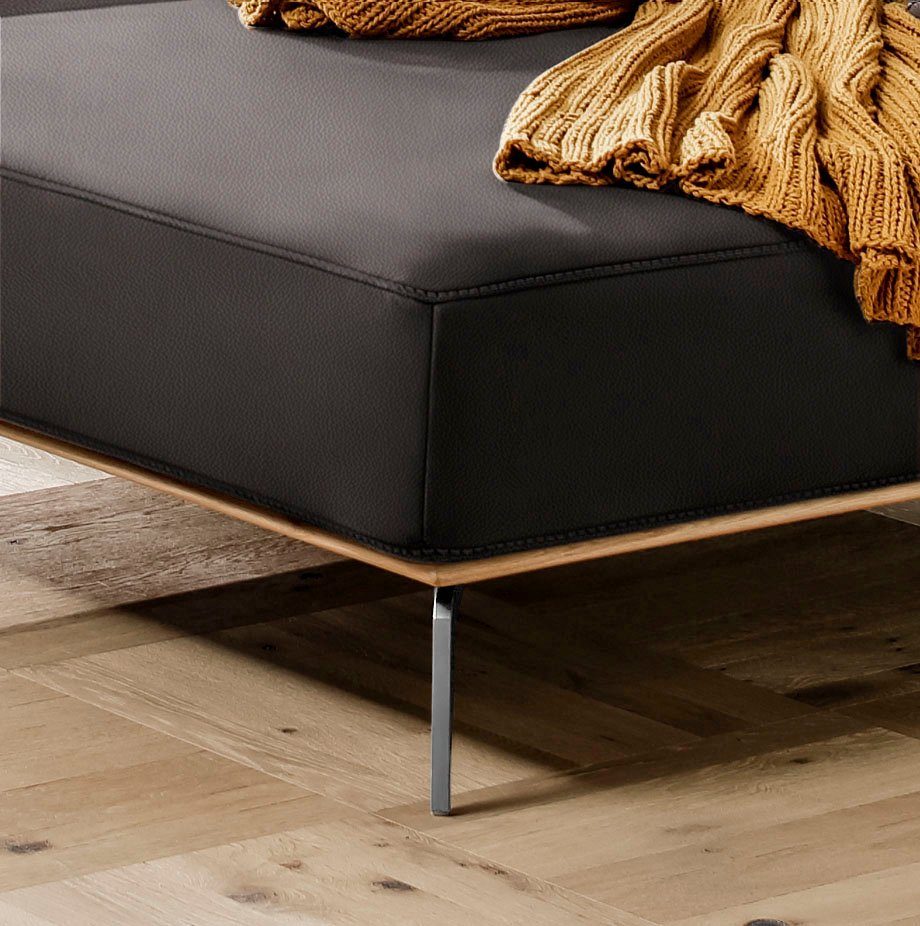 W.SCHILLIG Ecksofa mit Chrom cm run, elegantem in Holzsockel, Breite 299 glänzend, Füße