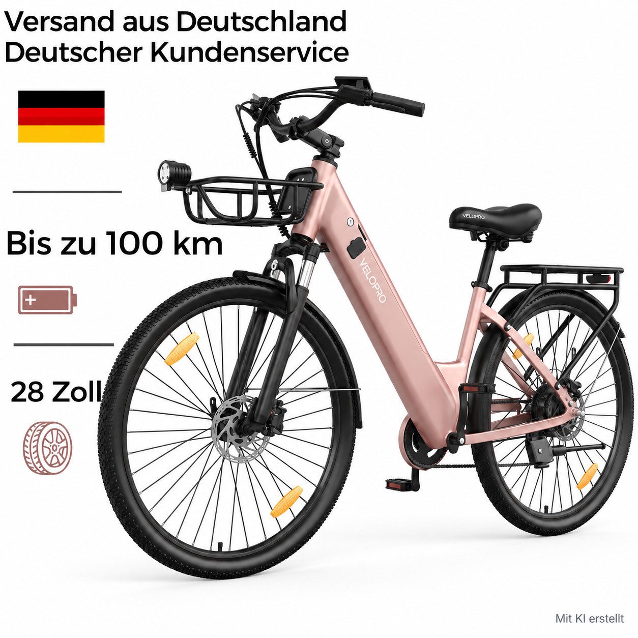 PIXAR E-Bike Cityrad Pedelec 28 Zoll 36V 18Ah bis 100 km Shimano 7 Gang, 7 Gang, Heckmotor, 648 Wh, Bürstenloser Motor, Bürstenloser Motor