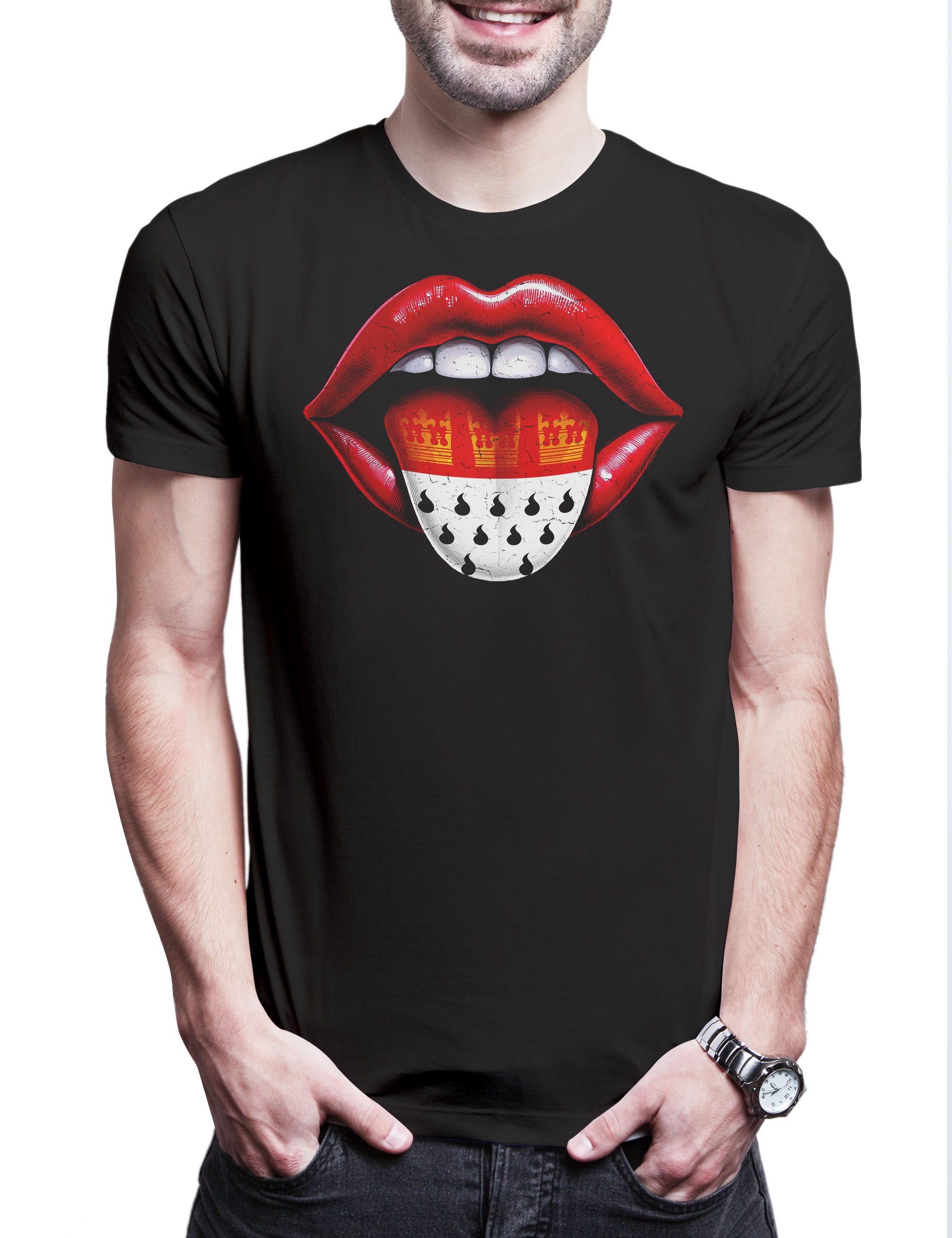 Urban Backwoods Print-Shirt Köln Zunge Herren T-Shirt Kölle Alaaf Kostüm Fasching Karneval (1-tlg) Verkleidung Fastnacht Fassenacht Faschings-Shirt Helau