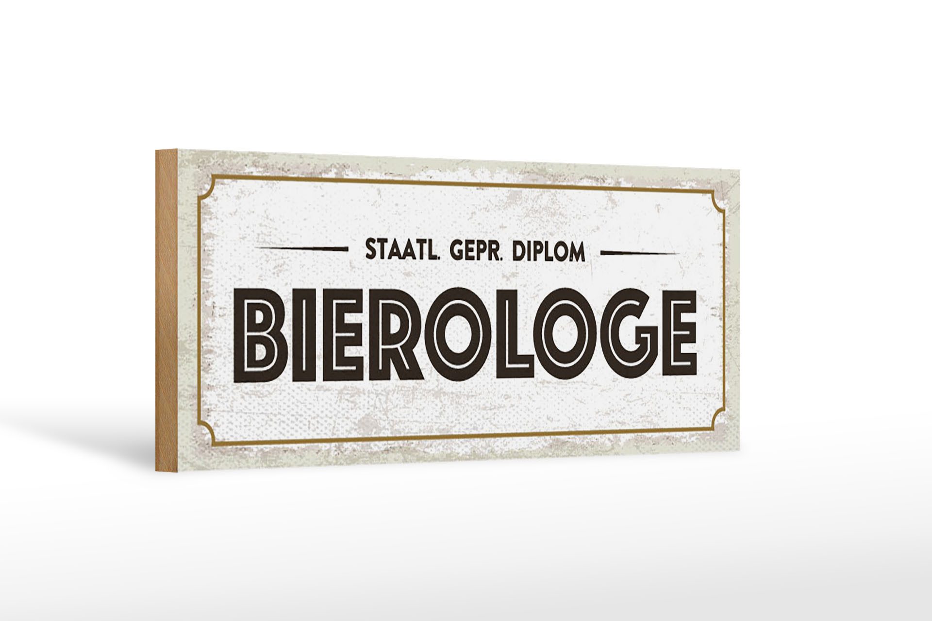 Holzbild 27x10cm staatlich geprüfter Bierologe