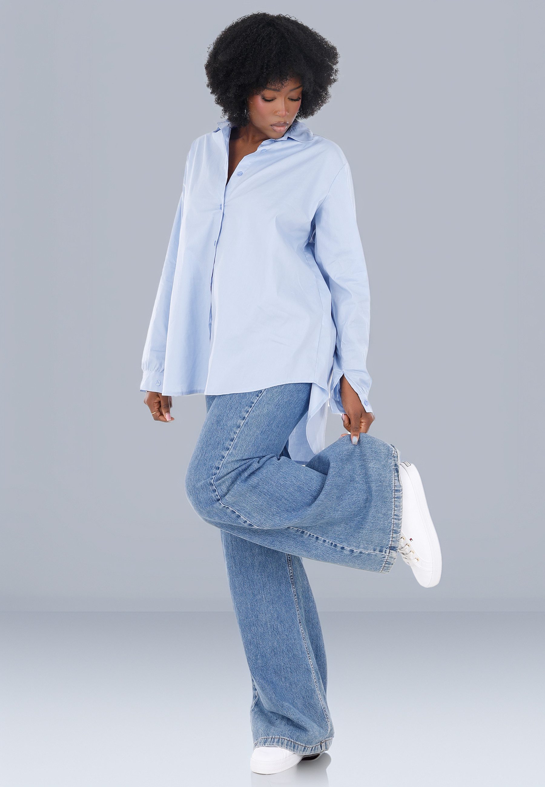 YC Fashion & Style Longbluse aus 100 % Baumwolle mit längerem Rückenteil in günstig online kaufen
