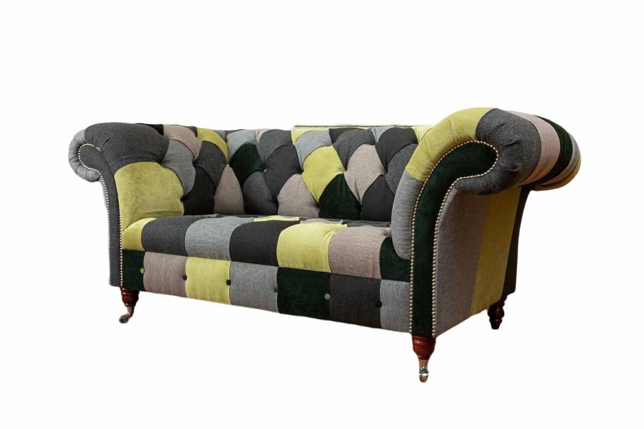 JVmoebel Sofa Chesterfield Couch Polster 2 Sitzer Design Textil Sofas Couchen Lounge, Made In Europe