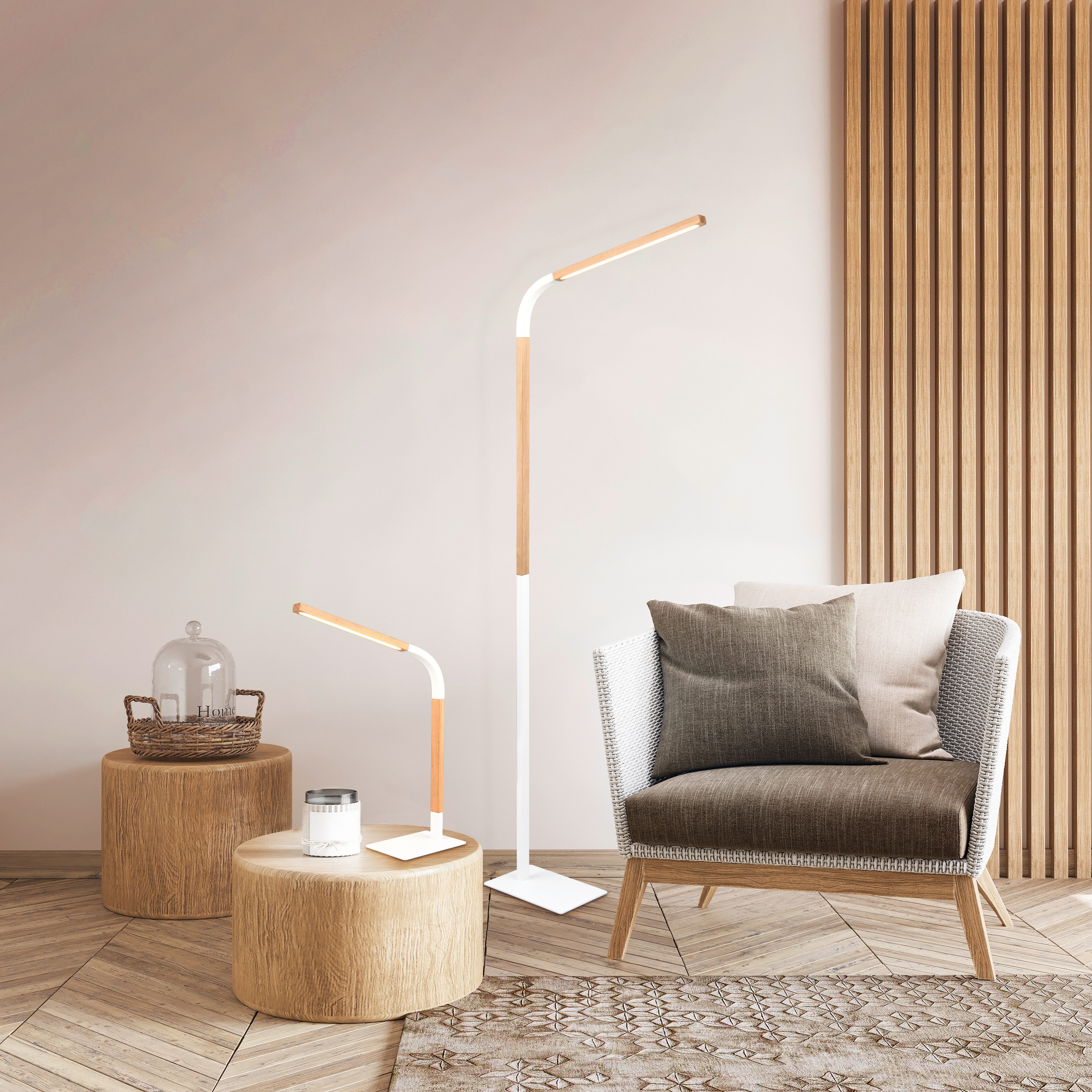 TRIO Leuchten LED Stehlampe NORRIS, Stehleuchte mit Fußdimmer und Flexarm, Leseleuchte H. 140cm, Dimmfunktion, mehrere Helligkeitsstufen, LED fest integriert, Warmweiß, 11W 1400 Lumen warmweiße LED, dimmbar per Fußschalter (3 Stufen)