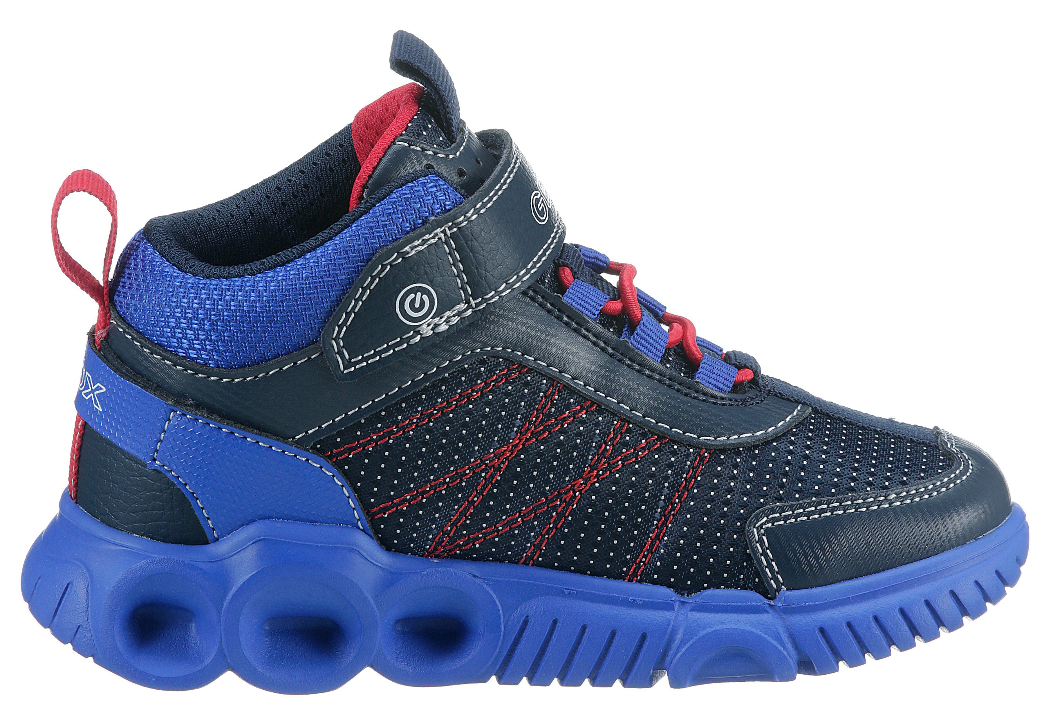 Geox Blinkschuh J WROOM BOY Schnürboots beim blinkt navy-royalblau Laufen