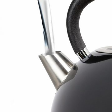 Impolio Wasser-/Teekocher Impolio Retro Design Wasserkocher aus Edelstahl 1,7 L, schwarz, 2200 W
