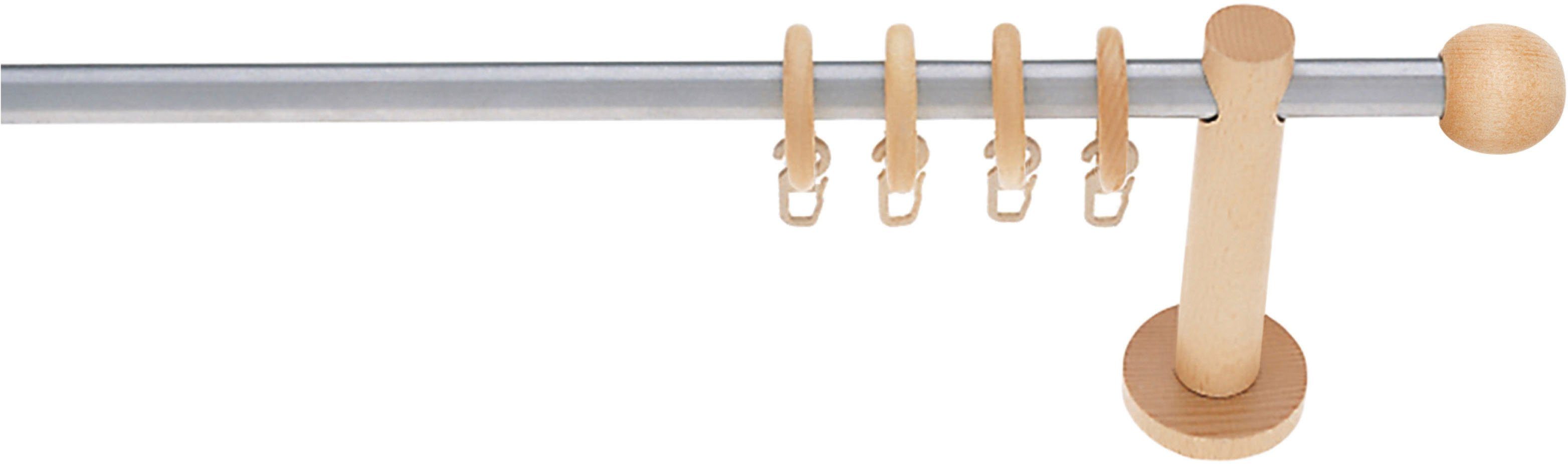 Gardinenstange NEVADA, Vorhanggarnitur, Wunschmaßlänge, mm, mit 16 Ringe GARESA, 1-läufig, verlängerbar, Ø