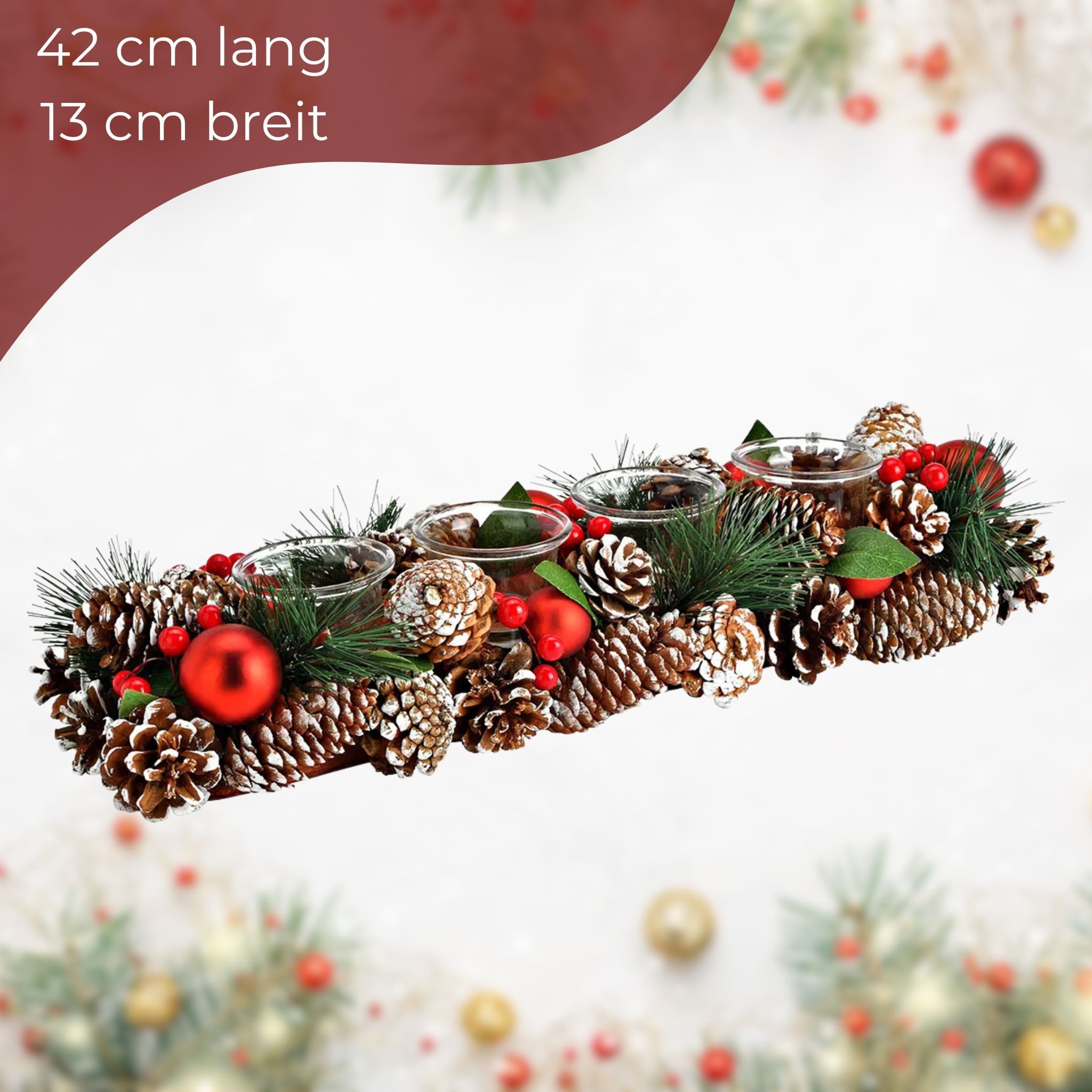matches21 HOME & HOBBY Adventskranz Holz-Deko Adventsgesteck 40 cm Teelicht günstig online kaufen
