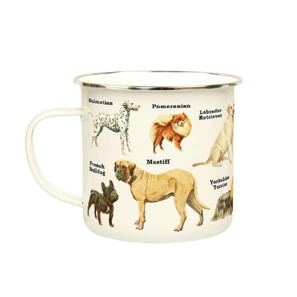 GIFT REPUBLIC Becher Emaille Kaffeebecher Hunde, Emaille, ca. Ø 9,5 x 9 cm, für ca. 500ml