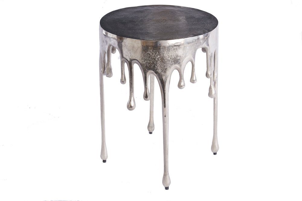riess-ambiente Beistelltisch LIQUID LINE Ø50cm silber (Einzelartikel, 1-St), Wohnzimmer · Aluminium-Metall · rund · Tropfen-Design · Modern