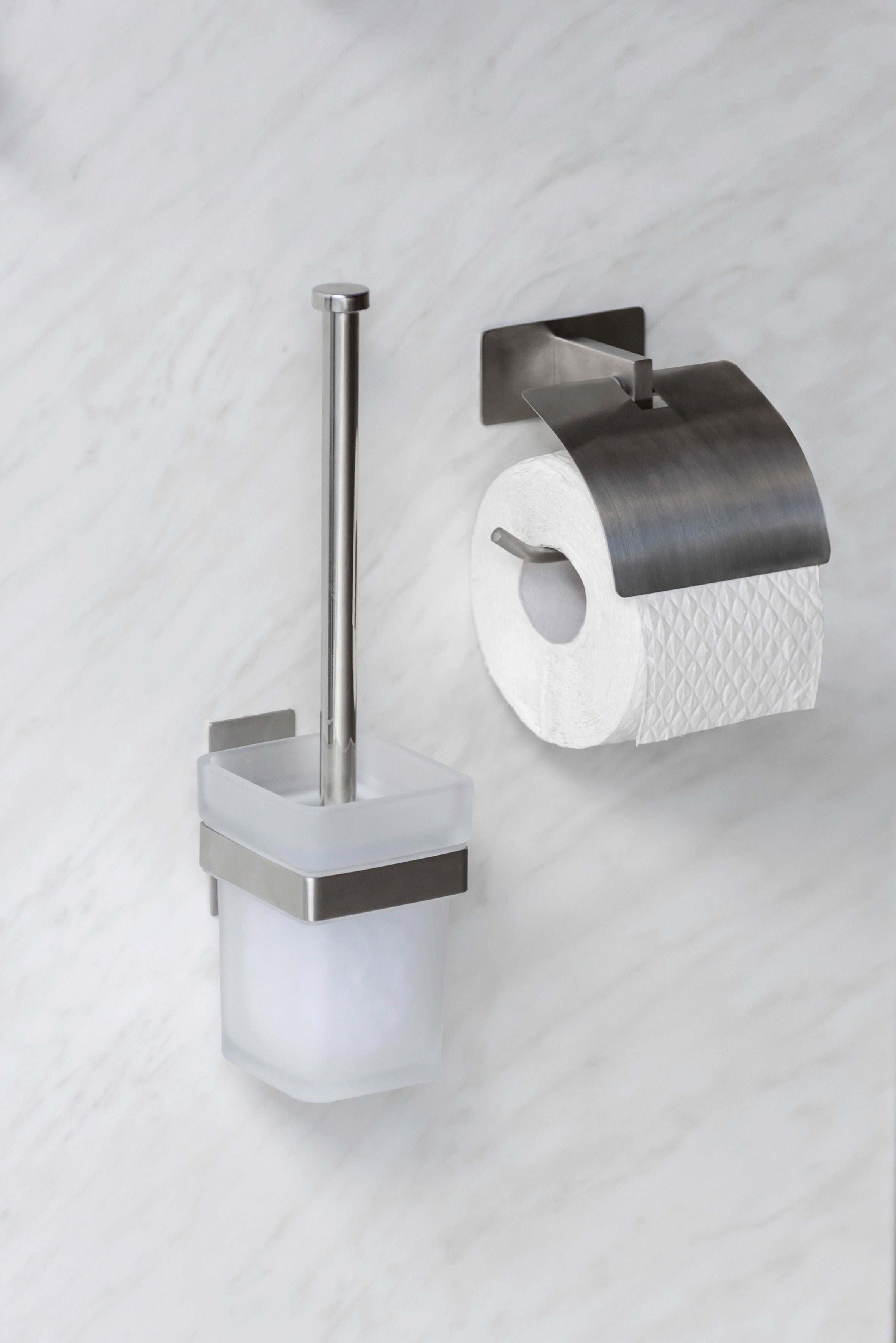 WENKO WC-Garnitur Turbo-Loc® Genova, matt, mit Turbo-Loc abnehmbaren mit Behälter, Befestigung