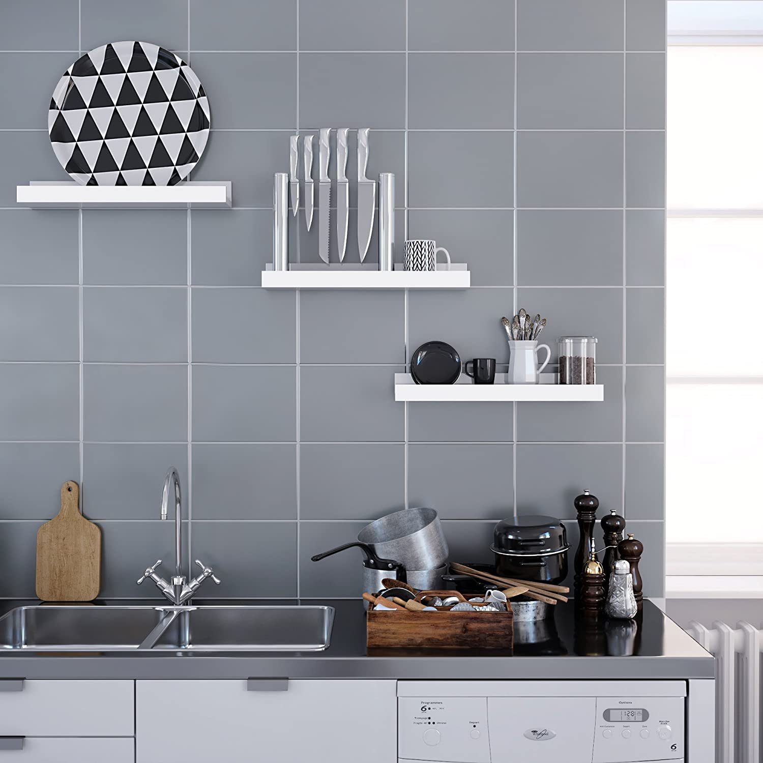 SONGMICS Wandregal »LWS38WT«, Schweberegale 3er Set modern ...