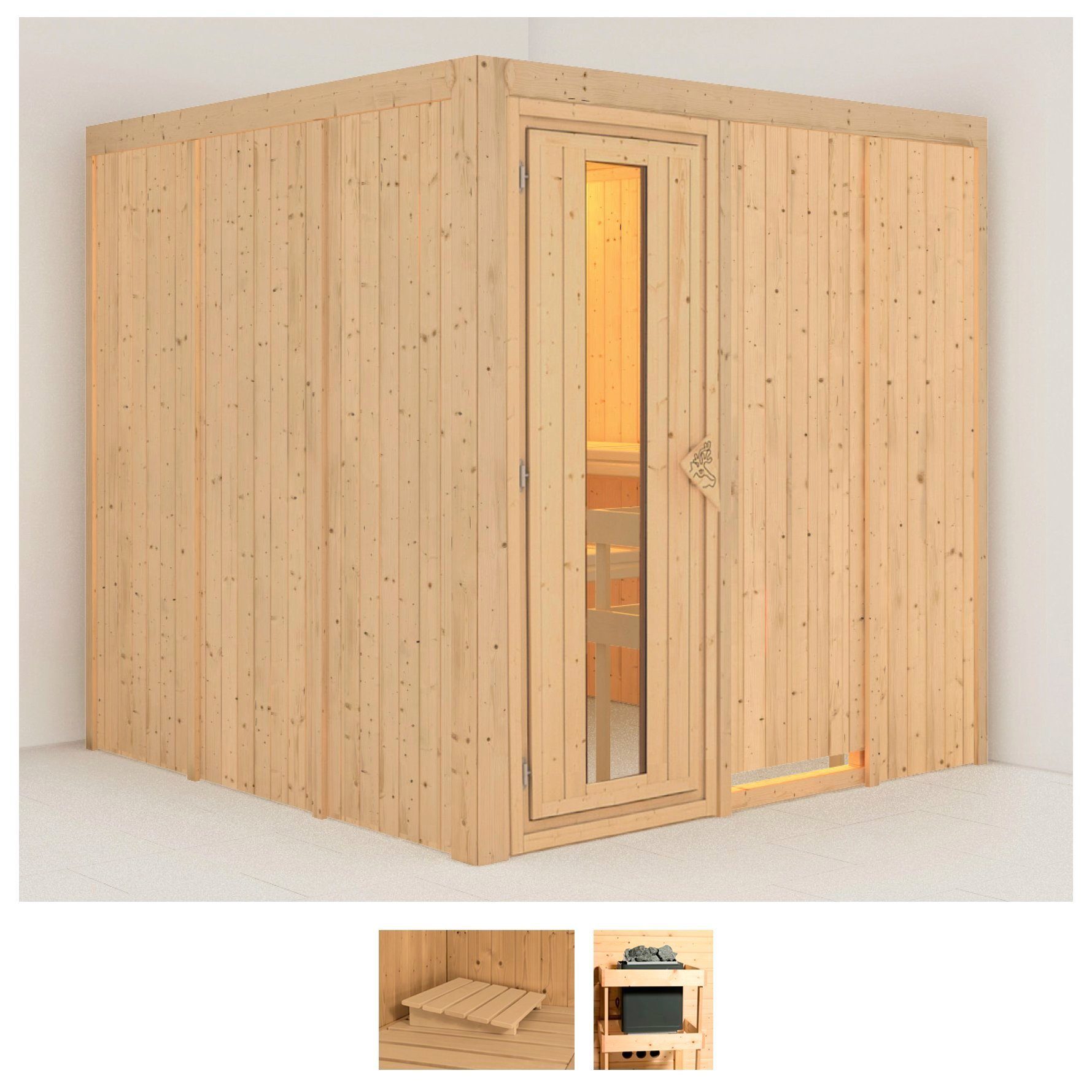 Karibu Sauna Rodin, BxTxH: 196 x 196 x 198 cm, 68 mm, (Set) ohne Ofen