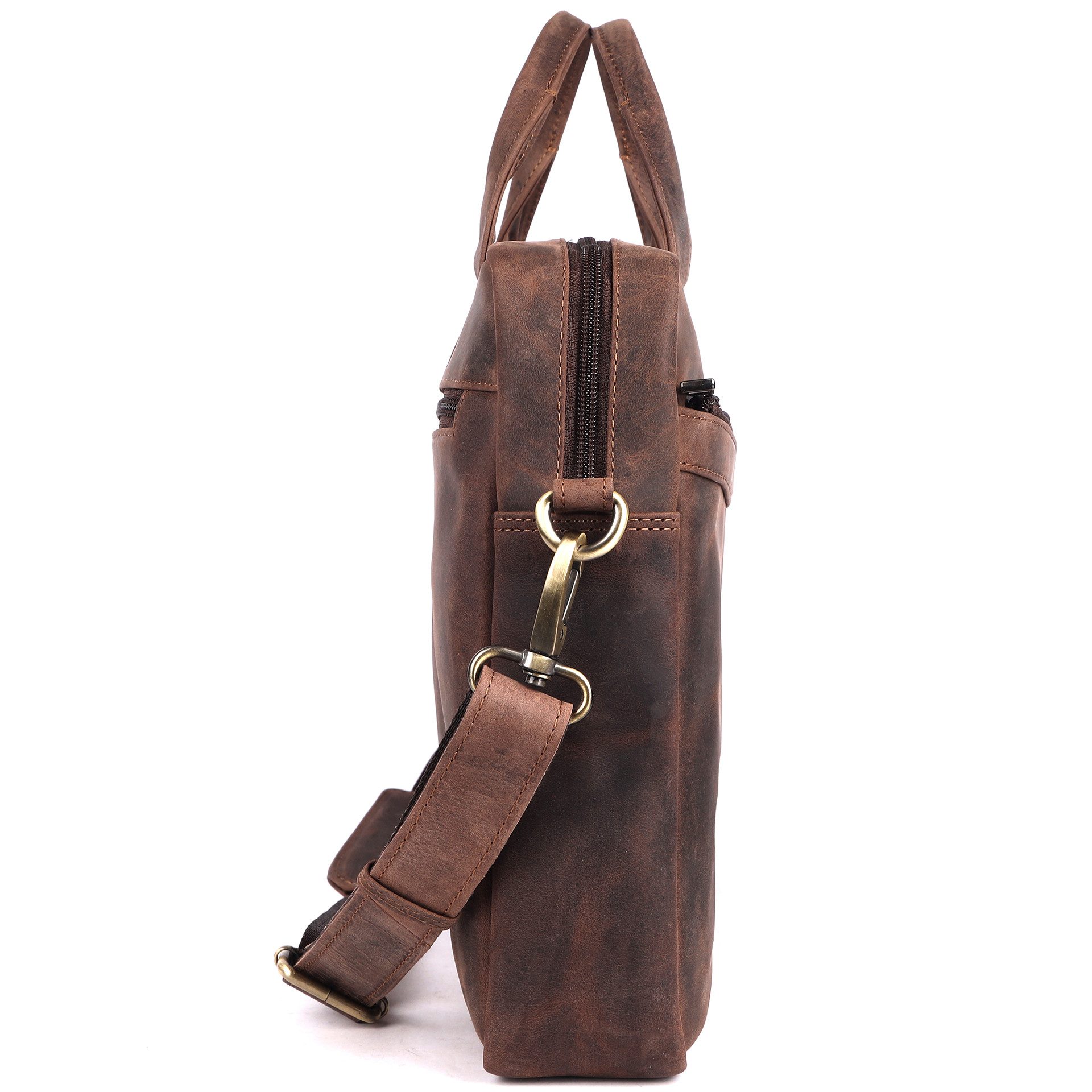 Benthill Aktentasche Echt Leder Laptoptasche Büro Tasche Umhängetasche Schultertasche, Schultergurt / Umhängegurt Reißverschlussfach – Bild 5 von 5