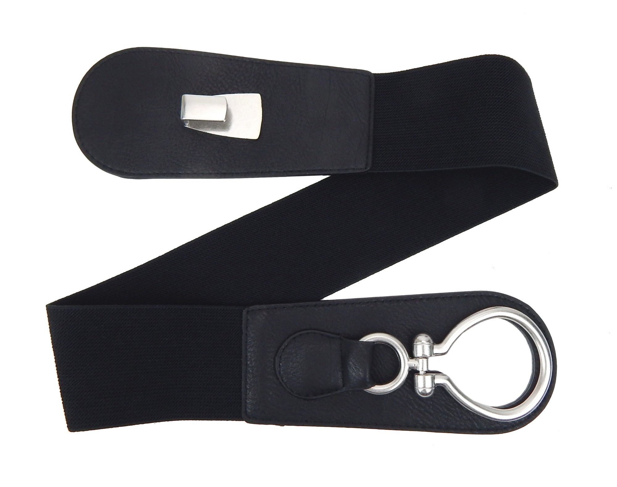 Ella Jonte Stretchgürtel in Schwarz-Silber – Elastischer Taillen- & Hüftgürtel 75-90 cm