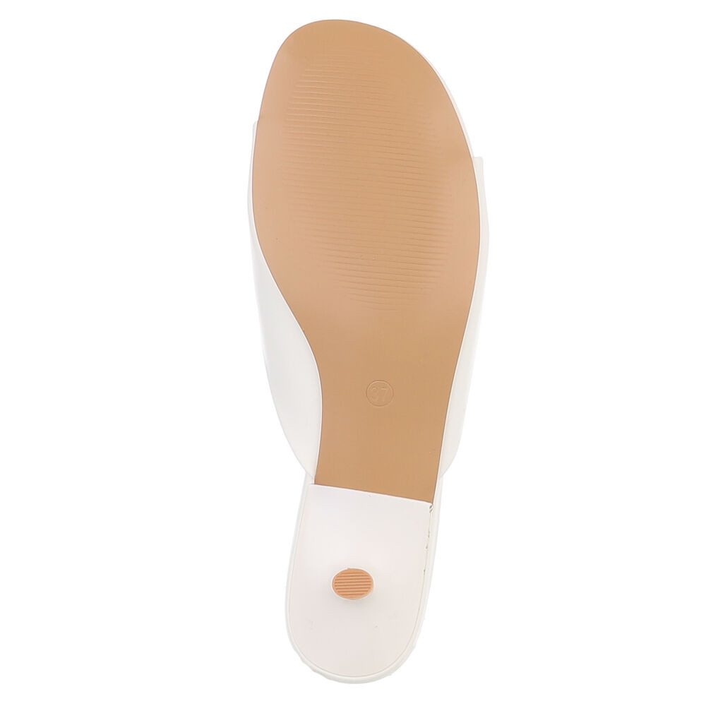 Ital-Design Damen Mules mit Blockabsatz und offener Spitze Pantolette (91849312) Pfennig-/Stilettoabsatz Pantoletten in Weiß