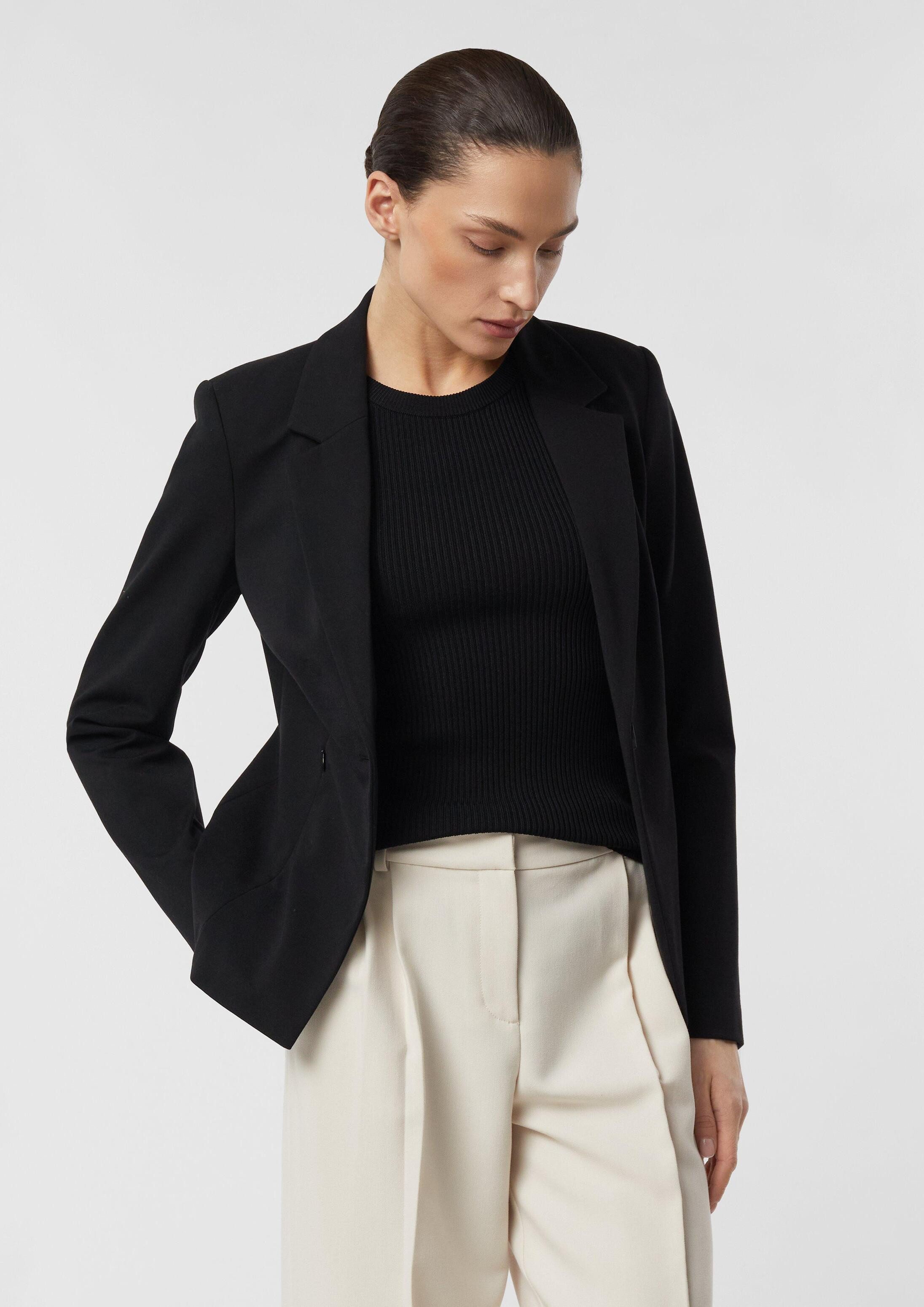 comma Jackenblazer Indoor-Blazer Taillierter Blazer aus weichem Jersey mit Reißverschlusstaschen