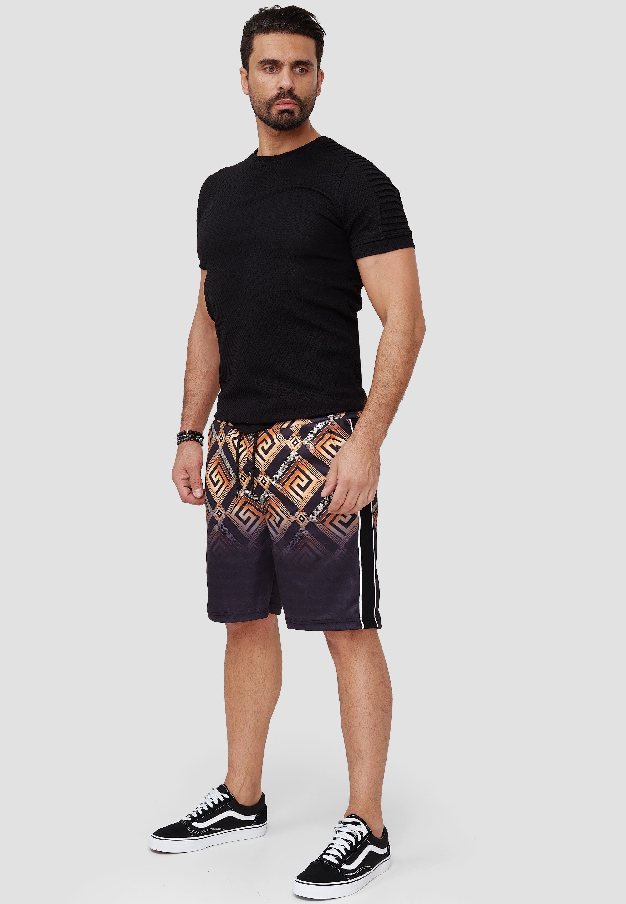 Schwarz (Kurze 1-tlg., Bermudas Hose Fitness Shorts OneRedox Casual Design) im Sweatpants, SH-1618C Freizeit modischem
