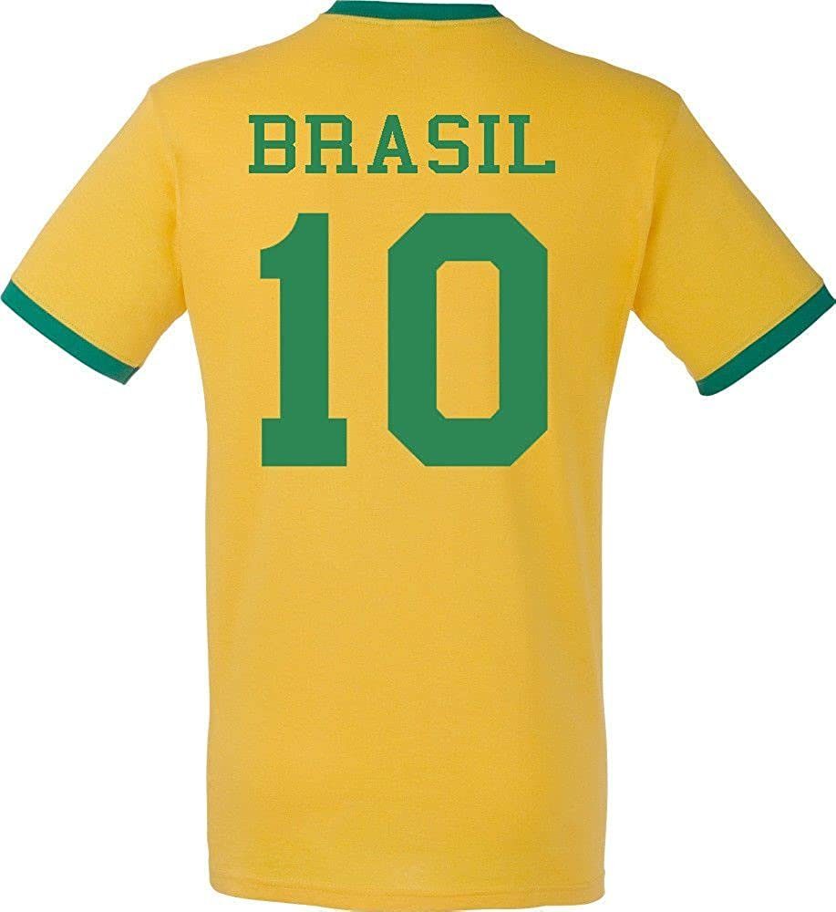 Youth Trikot mit T-Shirt Brasilien Designz Motiv Herren Fußball trendigem T-Shirt Look im