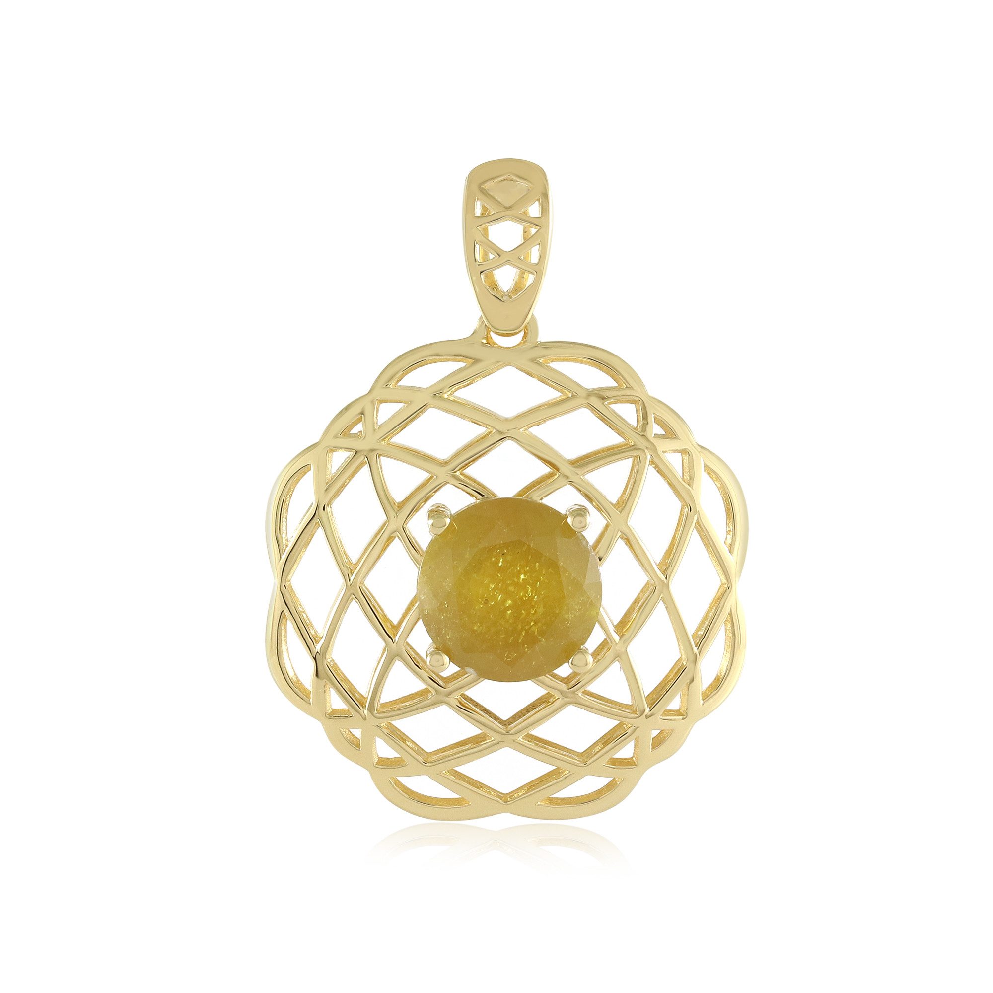 Kettenanhänger Cavill Madagaskar-Saphir 1,49 ct, vergoldet, filigran, Sterlingsilber
