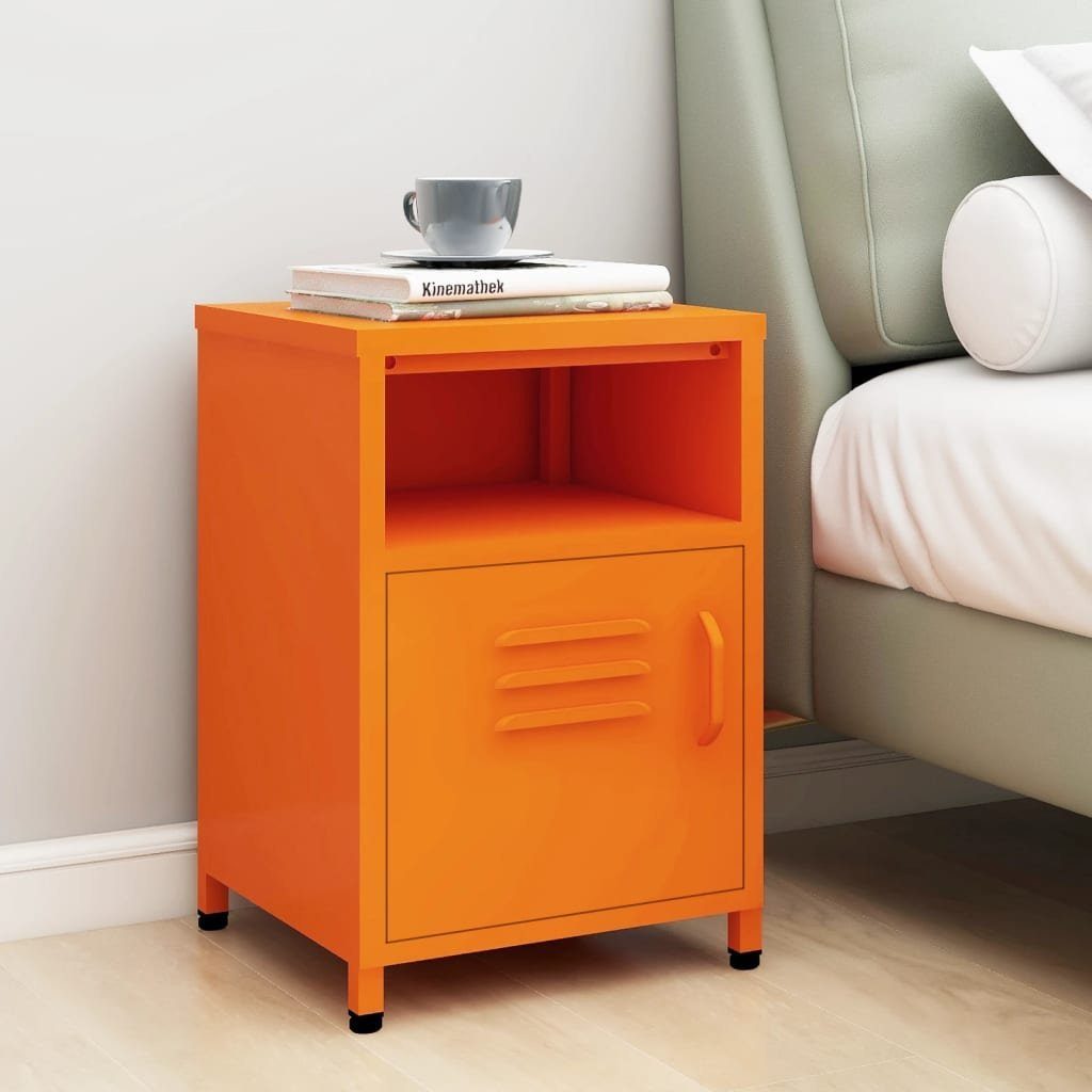 furnicato Nachttisch Moderner Nachtschrank aus Stahl 35 x 35 x 51 cm in Orange (1-St)