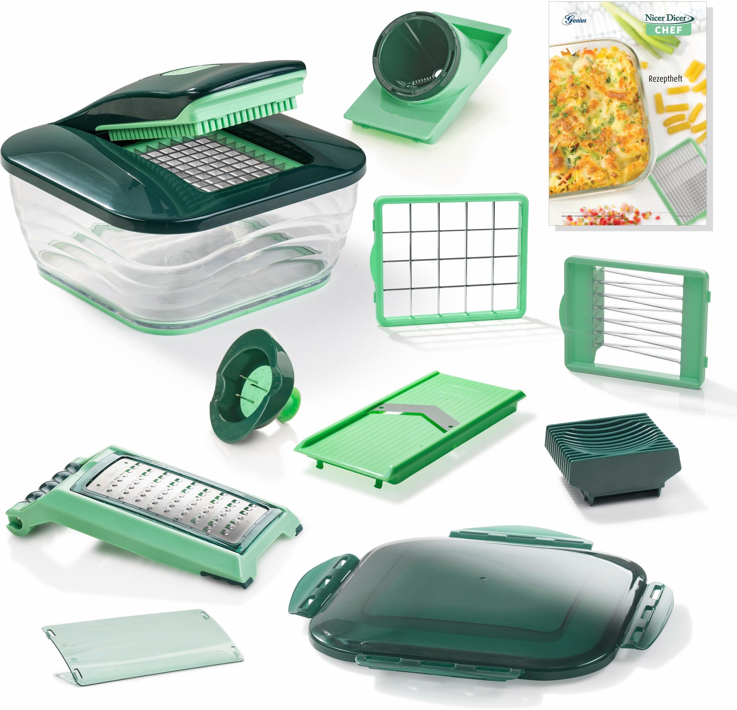 Genius Zerkleinerer Nicer Dicer Chef, 3300 ml Kunststoff-Auffangbehälter, 15-teilig