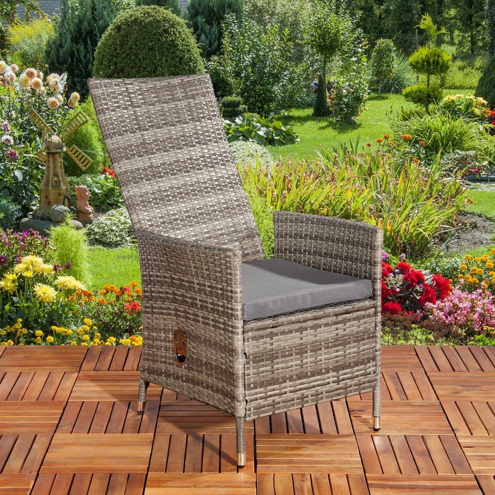 Melko Gartensessel Relaxsessel Gartenmöbel Sitzmöbel Grau Polyrattan Balkon günstig online kaufen