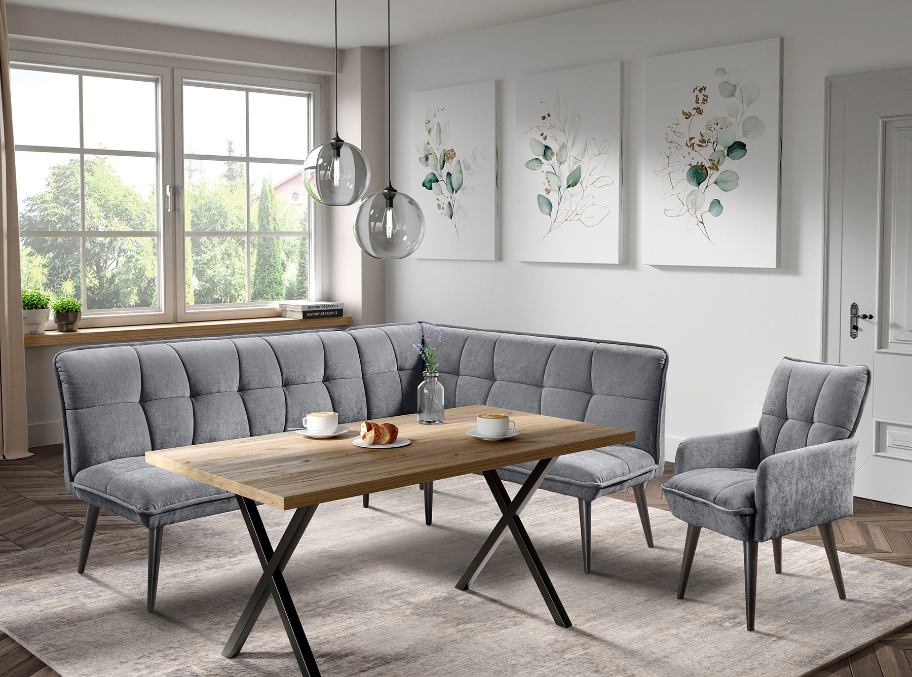 exxpo - sofa fashion Eckbank Mocca Essbank, Sitzbank, hoher Sitzkomfort, bequem und elegant, hochwertige Detailverarbeitung