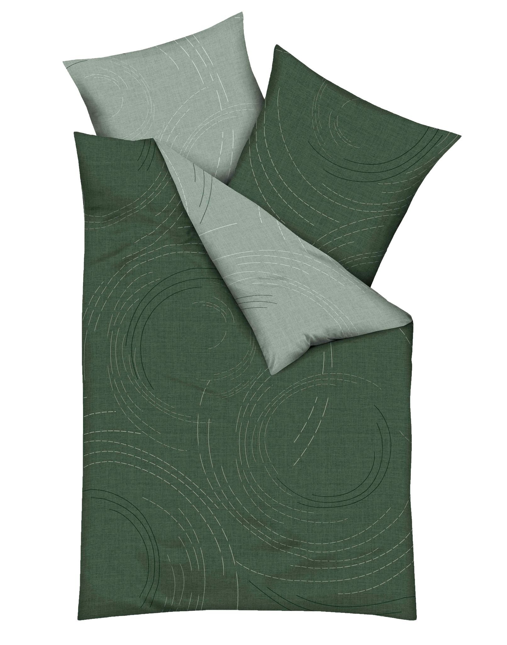 JACK Wendebettwäsche 135x200cm Jaro Jade Grün, Biber, 2 teilig, dezente kre günstig online kaufen