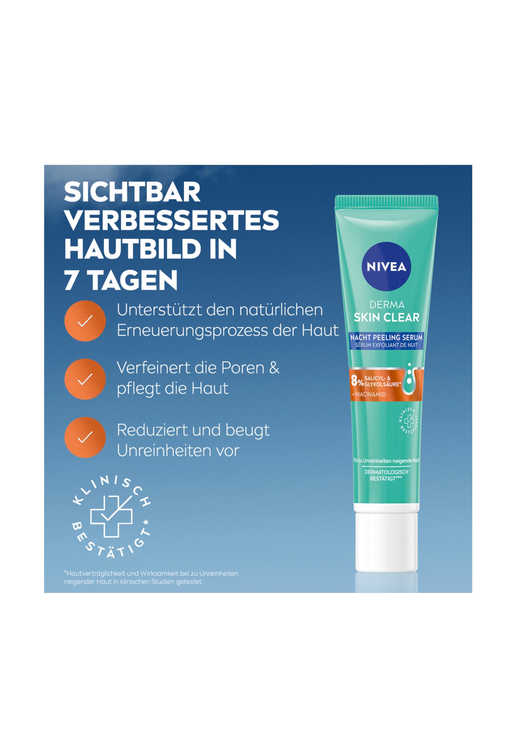 Nivea Gesichtspeeling DERMA SKIN CLEAR Nacht Peeling Serum 2 x 40ml, 2-tlg., Gesichtsreinigung – Bild 4 von 5