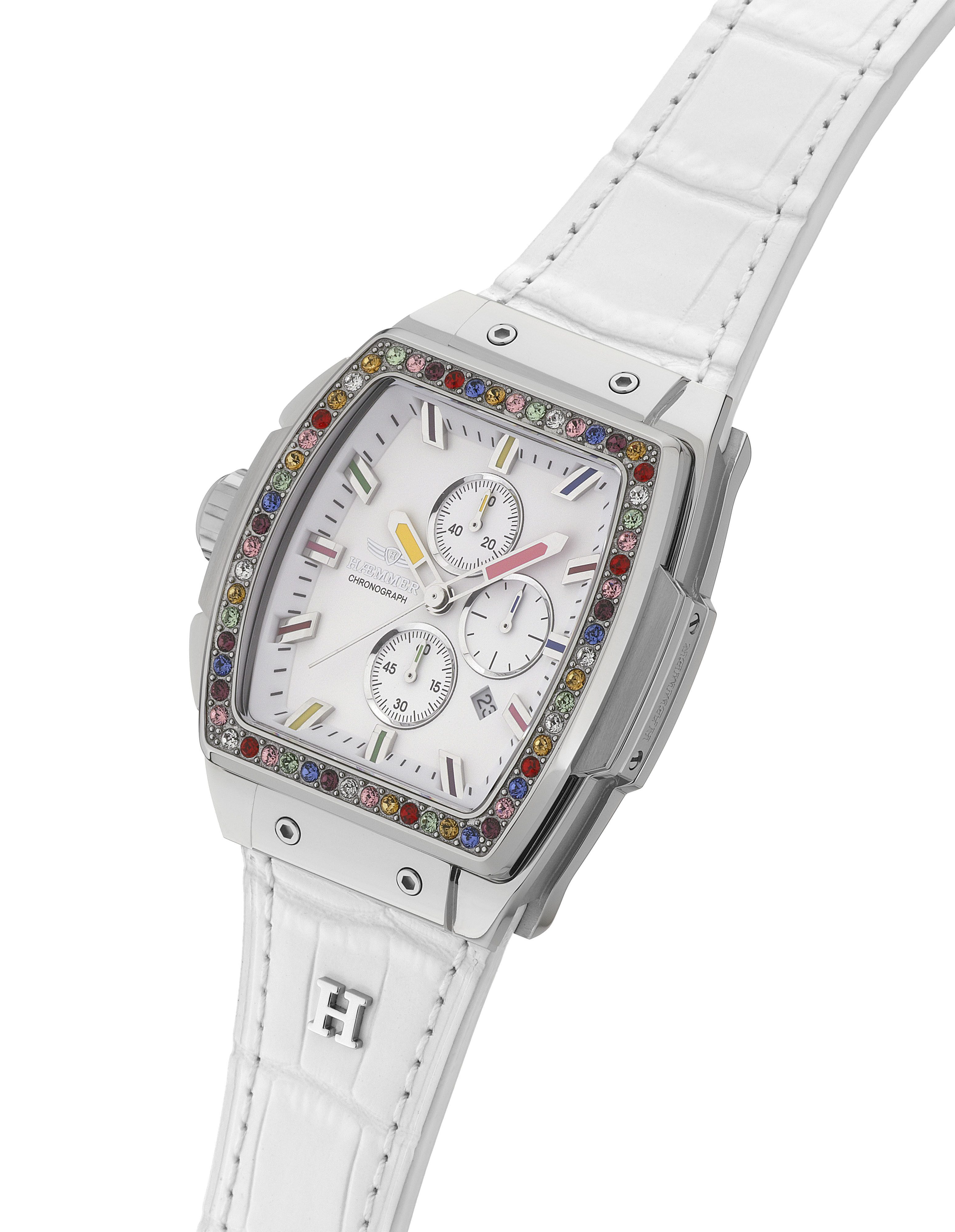 HAEMMER GERMANY Chronograph TONNEAU CECIL T-002, Quarzuhr, Armbanduhr, Damenuhr, Lederarmband, verschraubte Krone, Tag