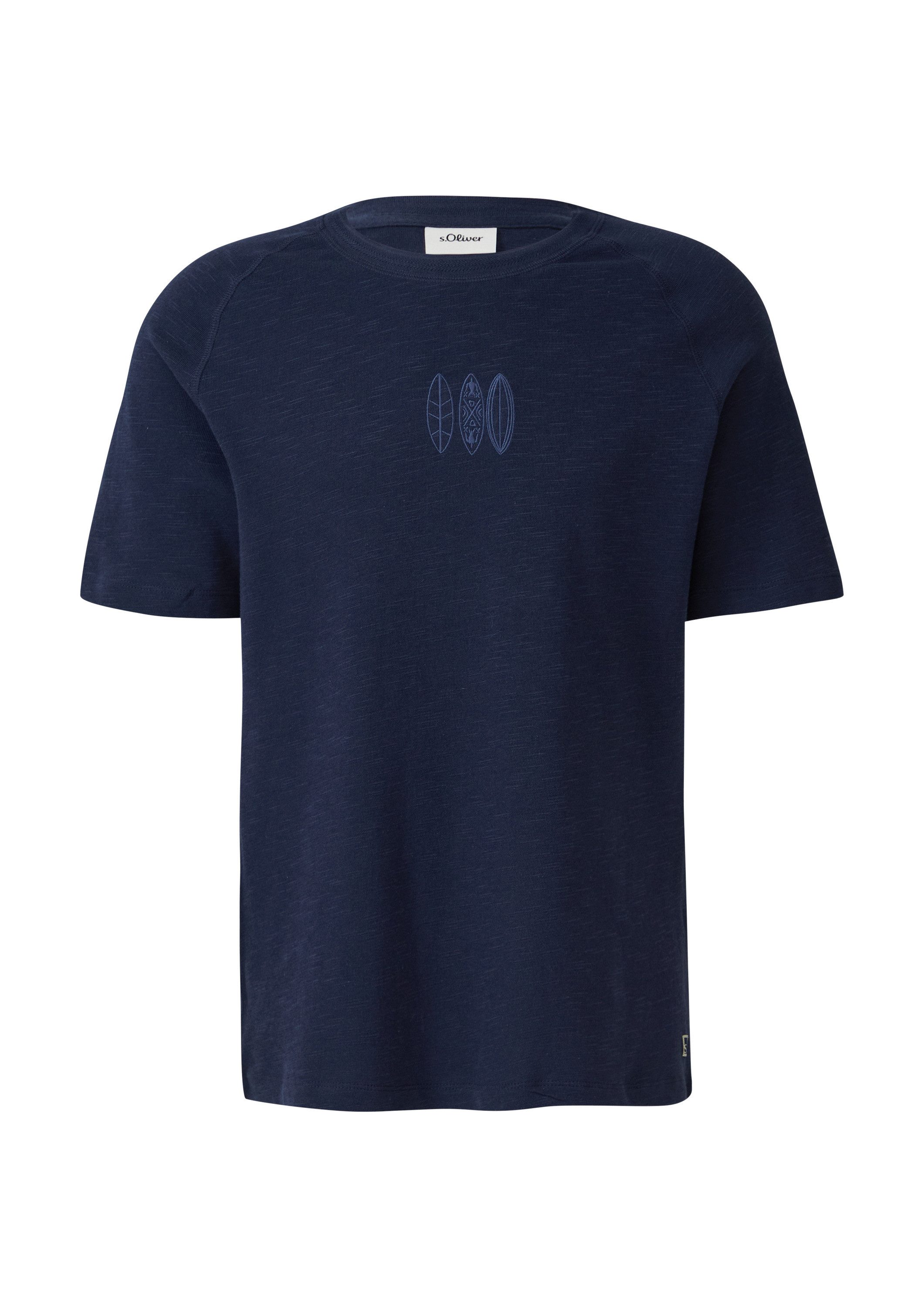 s.Oliver Kurzarmshirt T-Shirt Raglan-T-Shirt mit Flammgarnstruktur und Stic günstig online kaufen