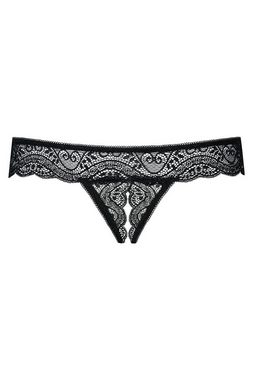 Obsessive Panty-Ouvert Offener String Miamor schwarz mit Spitze Stretch Thong transparent S (einzel, 1-St)