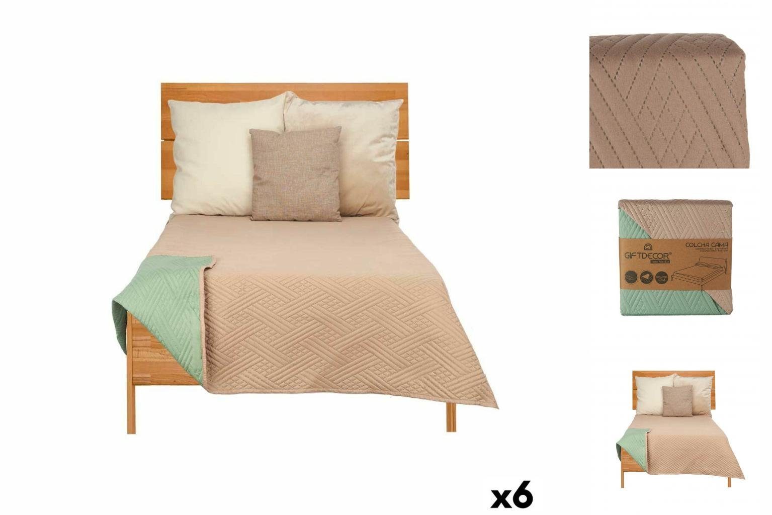 x Stück, cm 6 240 Tagesdecke Beige Gift 260 grün Decor Wendbare Tagesdecke