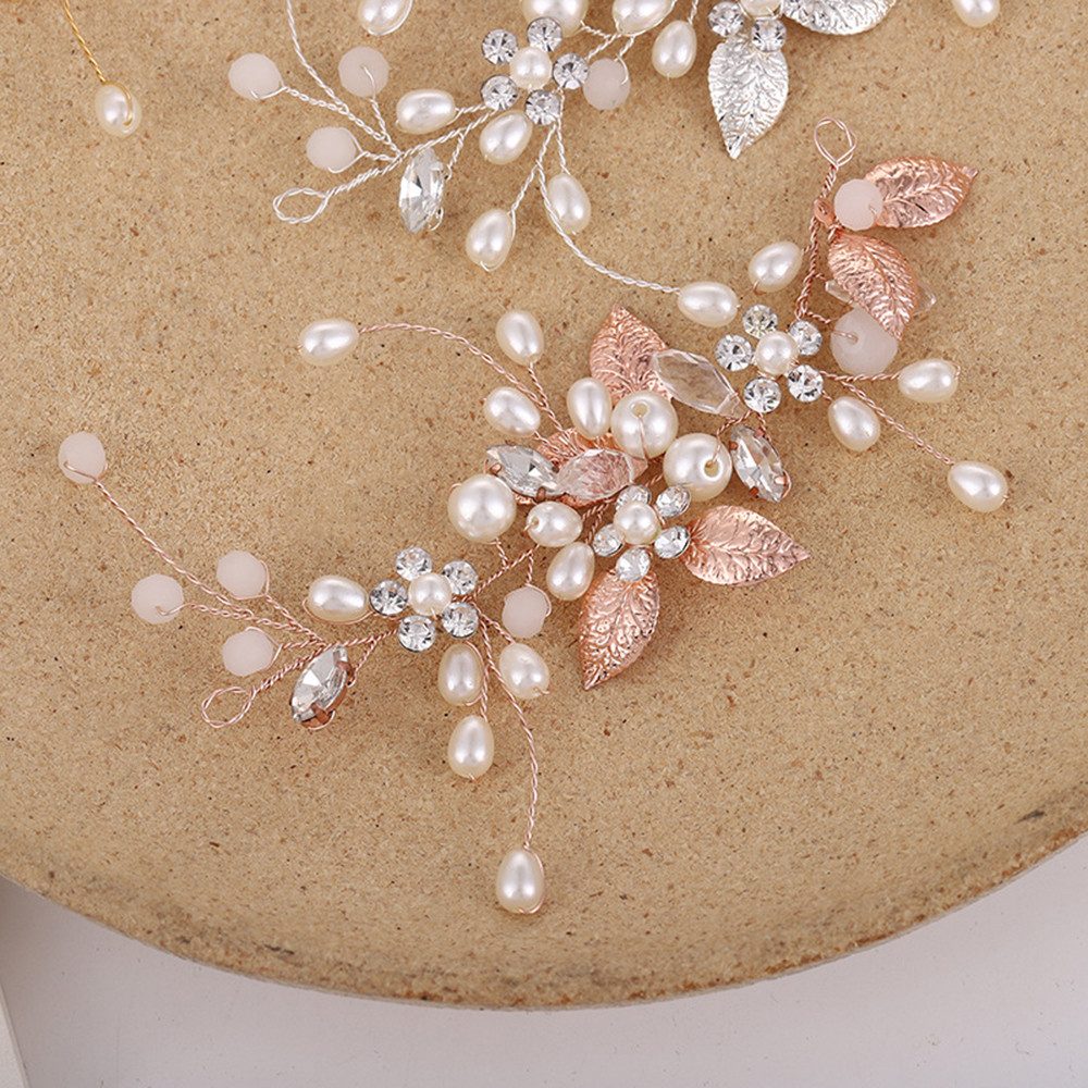 Zaewry Haarspange Hochzeit Kristall Haar Reben Blume Blatt Kopfschmuck, Hochzeit Haarschmuck für die Braut
