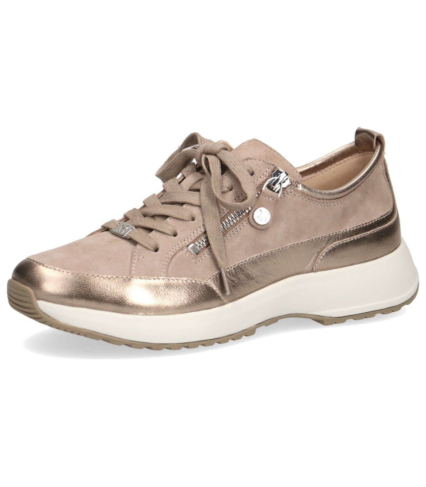 Caprice Sneaker Leder Sneaker Beige Silber