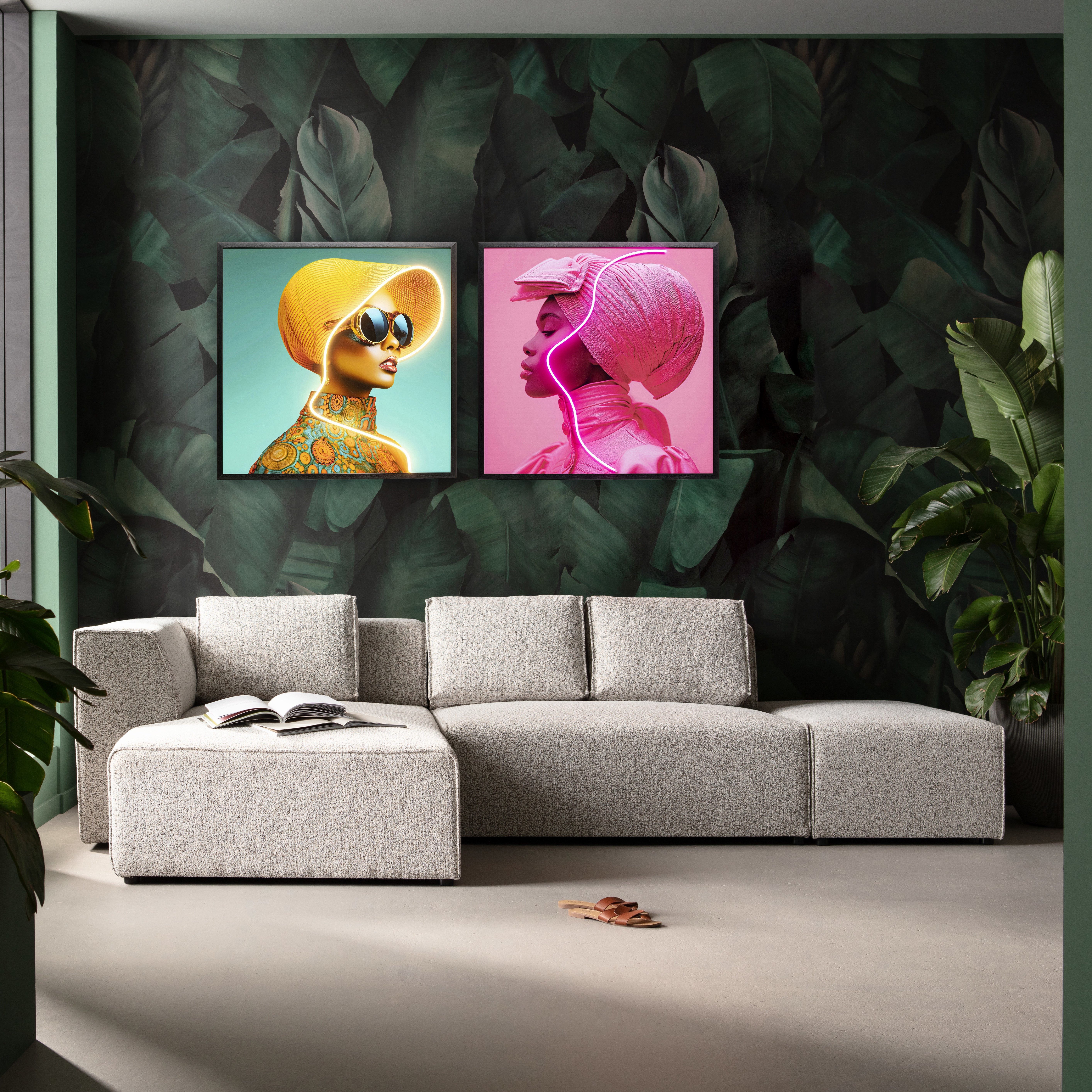 Kare Design LED-Bild Gerahmtes Bild Pink Woman 80x80cm