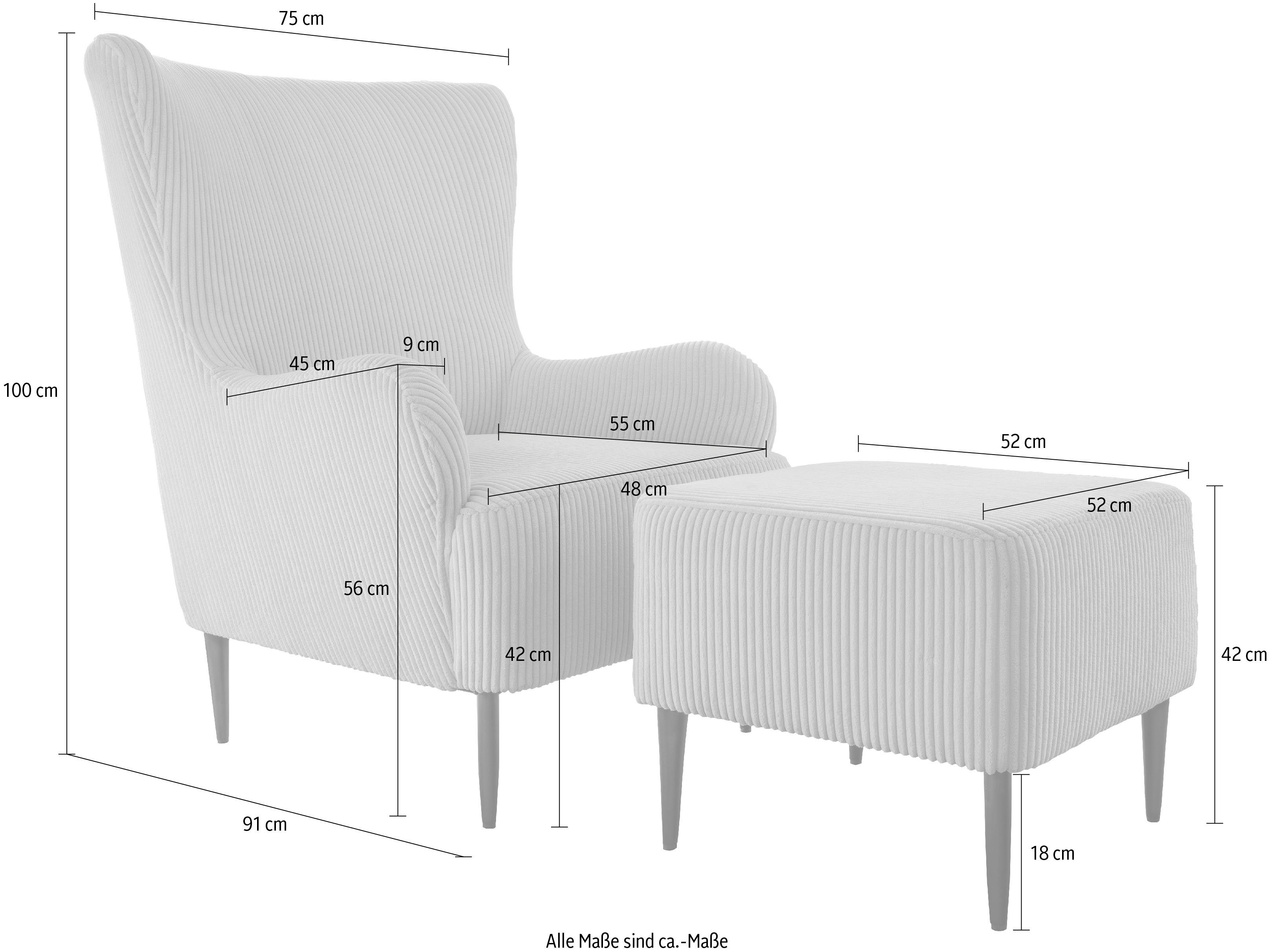 verfügbar Sessel in Polstergarnitur INOSIGN Polsterhocker), versch. Hocker, Elsa, Polsterung, (Set, bequeme mit inkl. 2-tlg., Stoffen&Farben