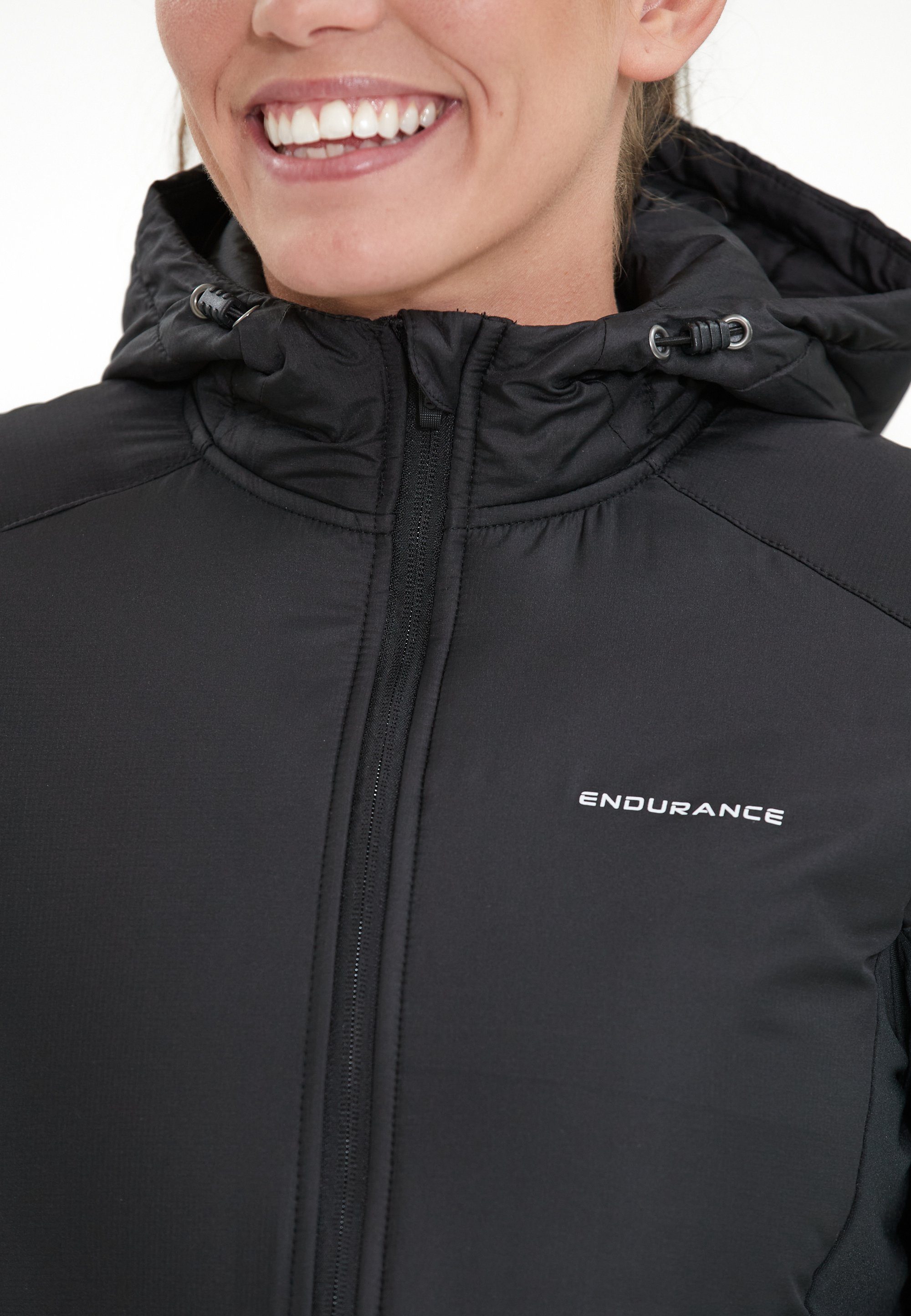 ENDURANCE Laufjacke Princey Kapuze schwarz mit einstellbarer