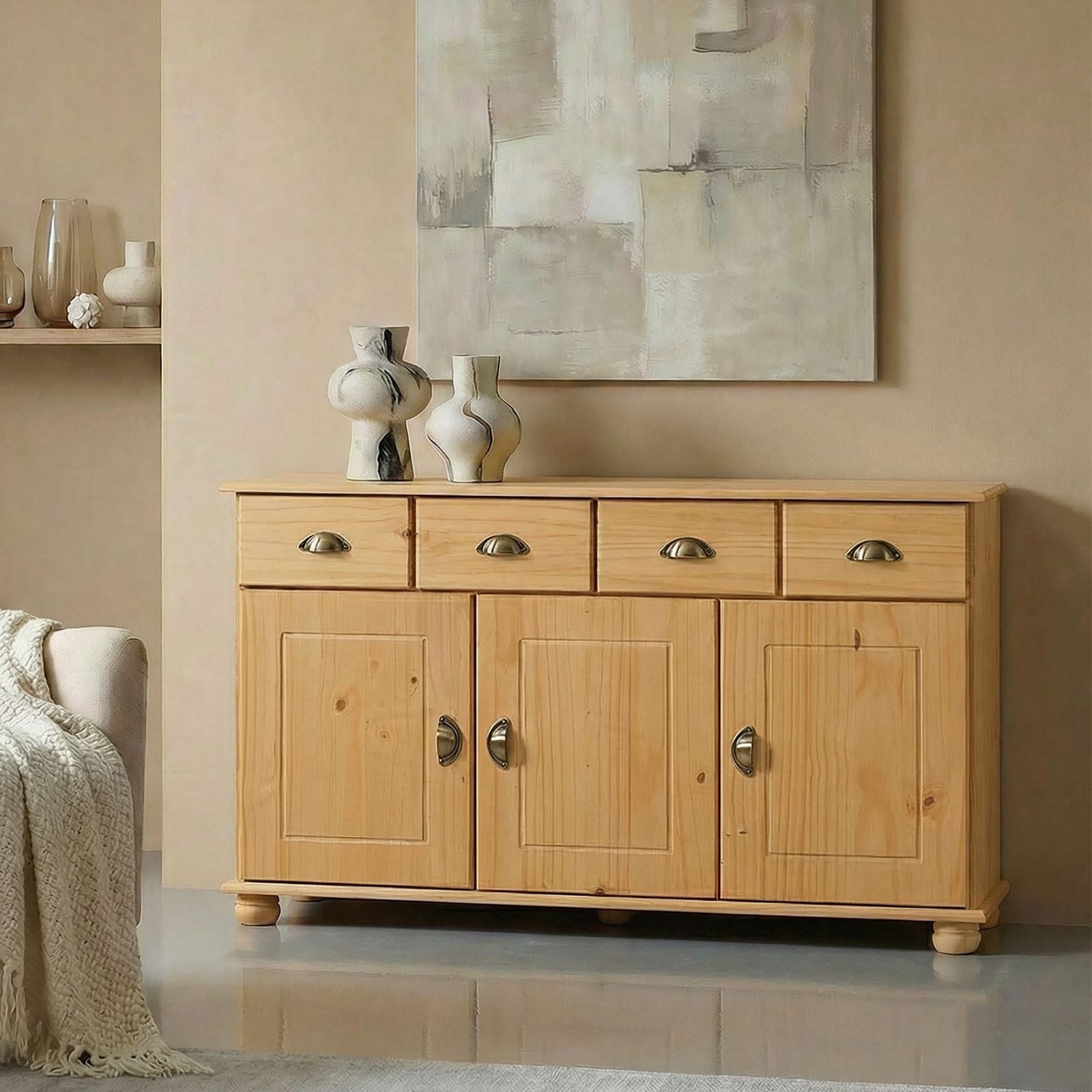 IDIMEX Kommode COLMAR, Sideboard Kommode Anrichte Kiefer massiv 3 Tür