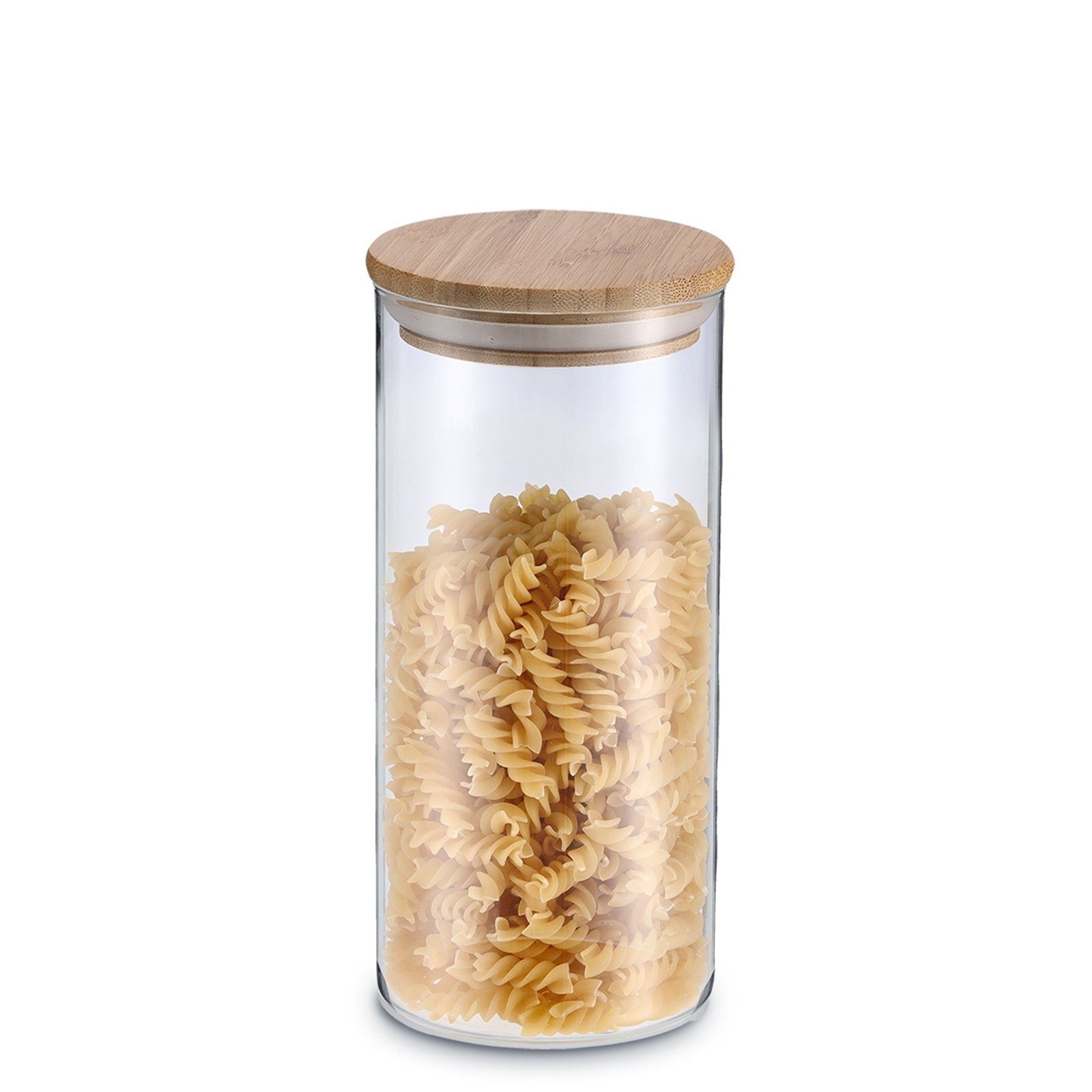 (Stück, 1-tlg), Bamboo Glas, Deckel 1400 Lebensmittelaufbewahrung Vorratsglas mit Holz, ml, Neuetischkultur Vorratsglas