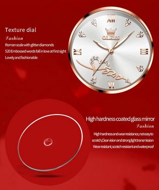 OLEVS Quarzwerk Hardlex-Kristallglas Watch, Langlebigkeit, Vielseitigkeit, das perfekte Geschenk,Bequemes Netzband